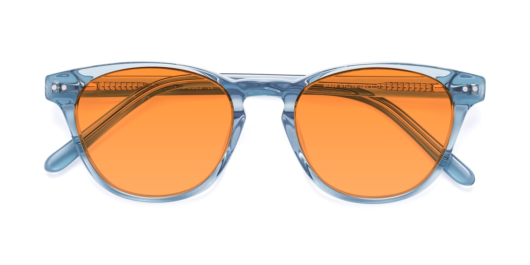 Folded Front of Blaze in Light Blue with Orange Tinted Lenses