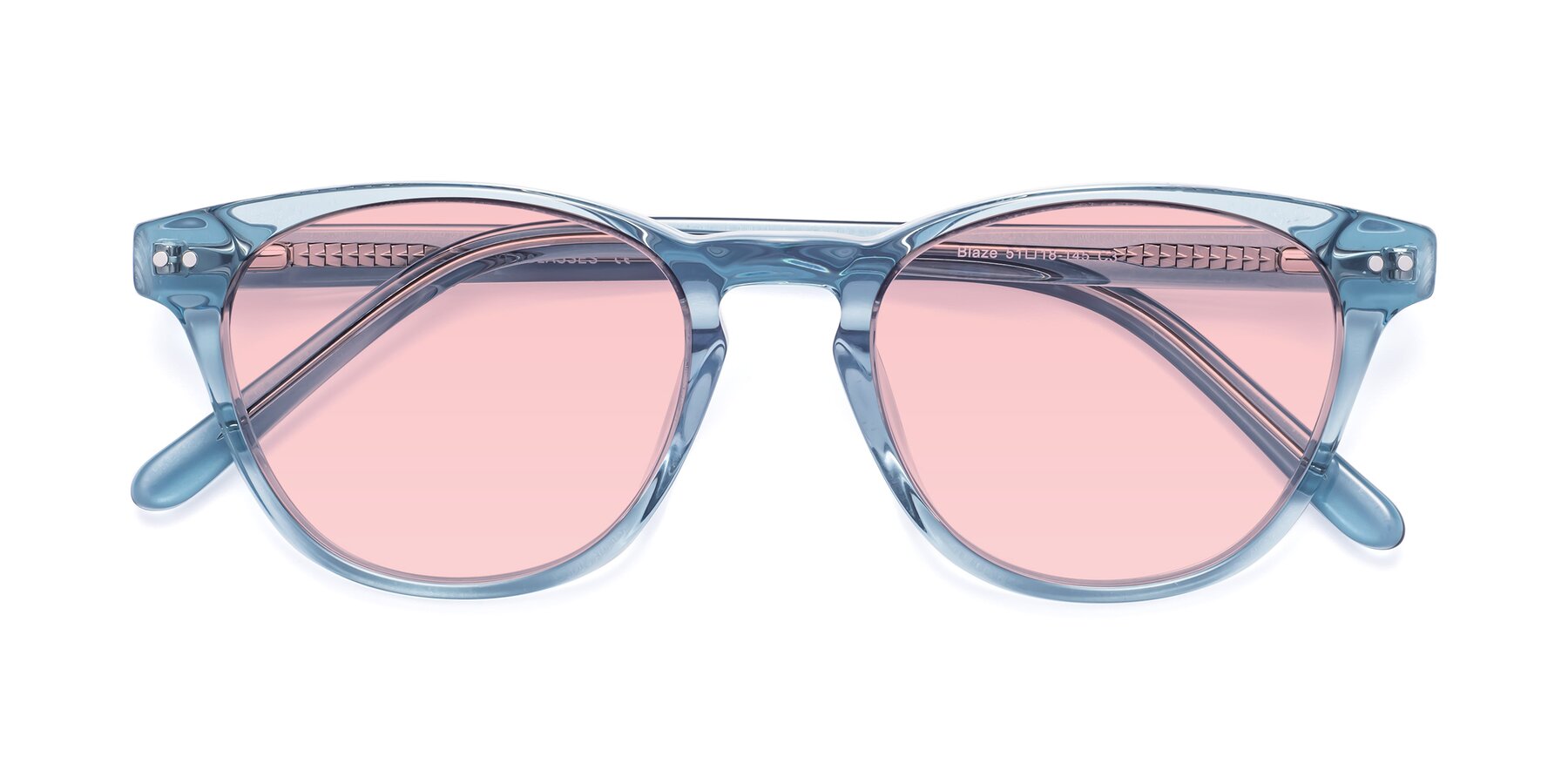 Folded Front of Blaze in Light Blue with Light Garnet Tinted Lenses