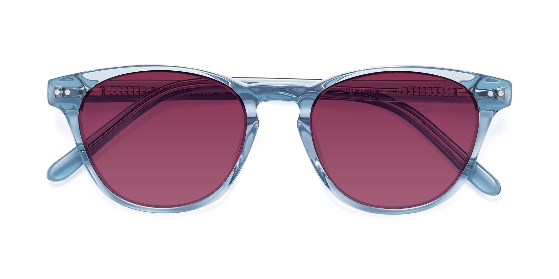 Folded Front of Blaze in Light Blue with Wine Tinted Lenses