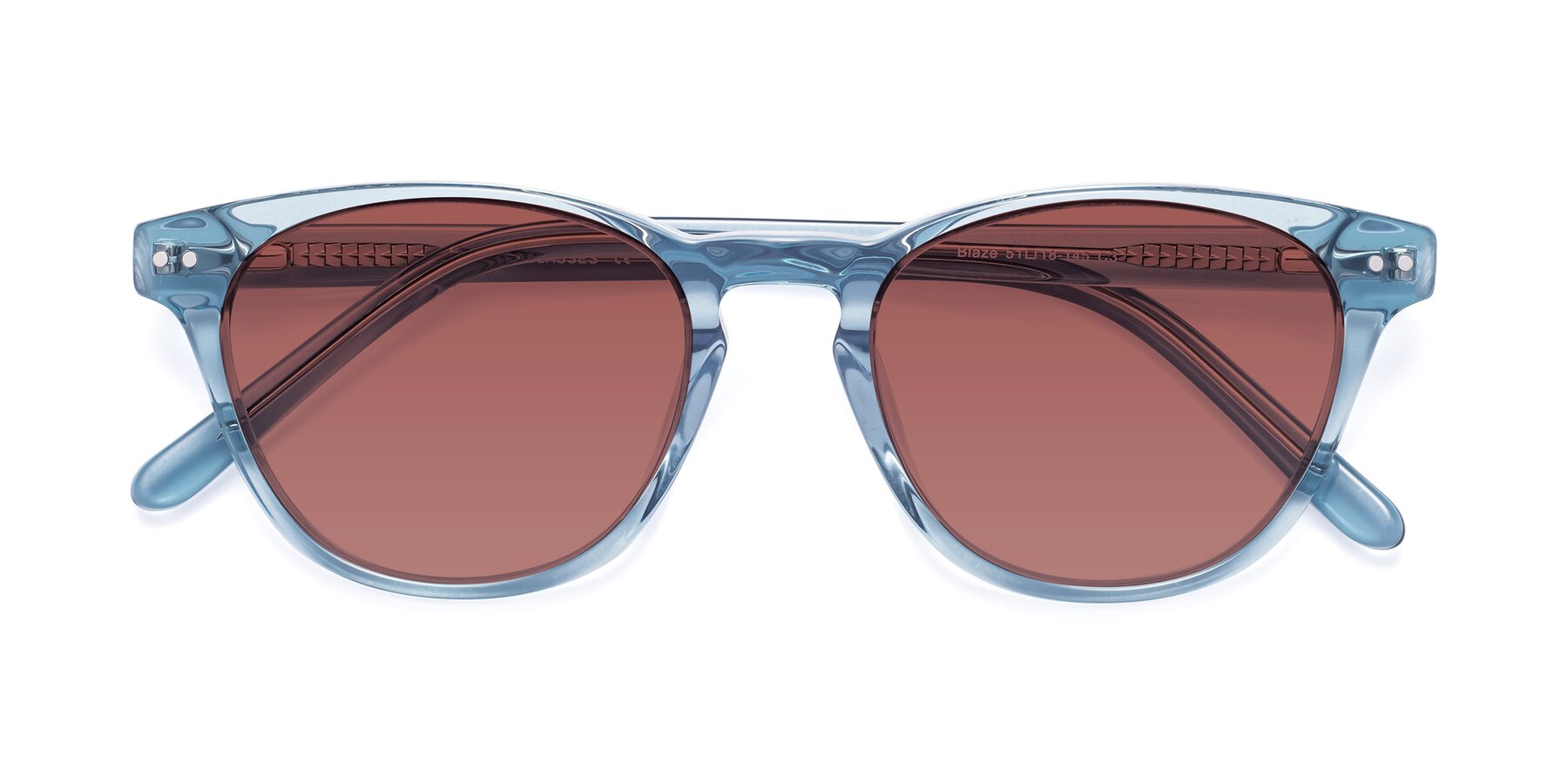 Folded Front of Blaze in Light Blue with Garnet Tinted Lenses