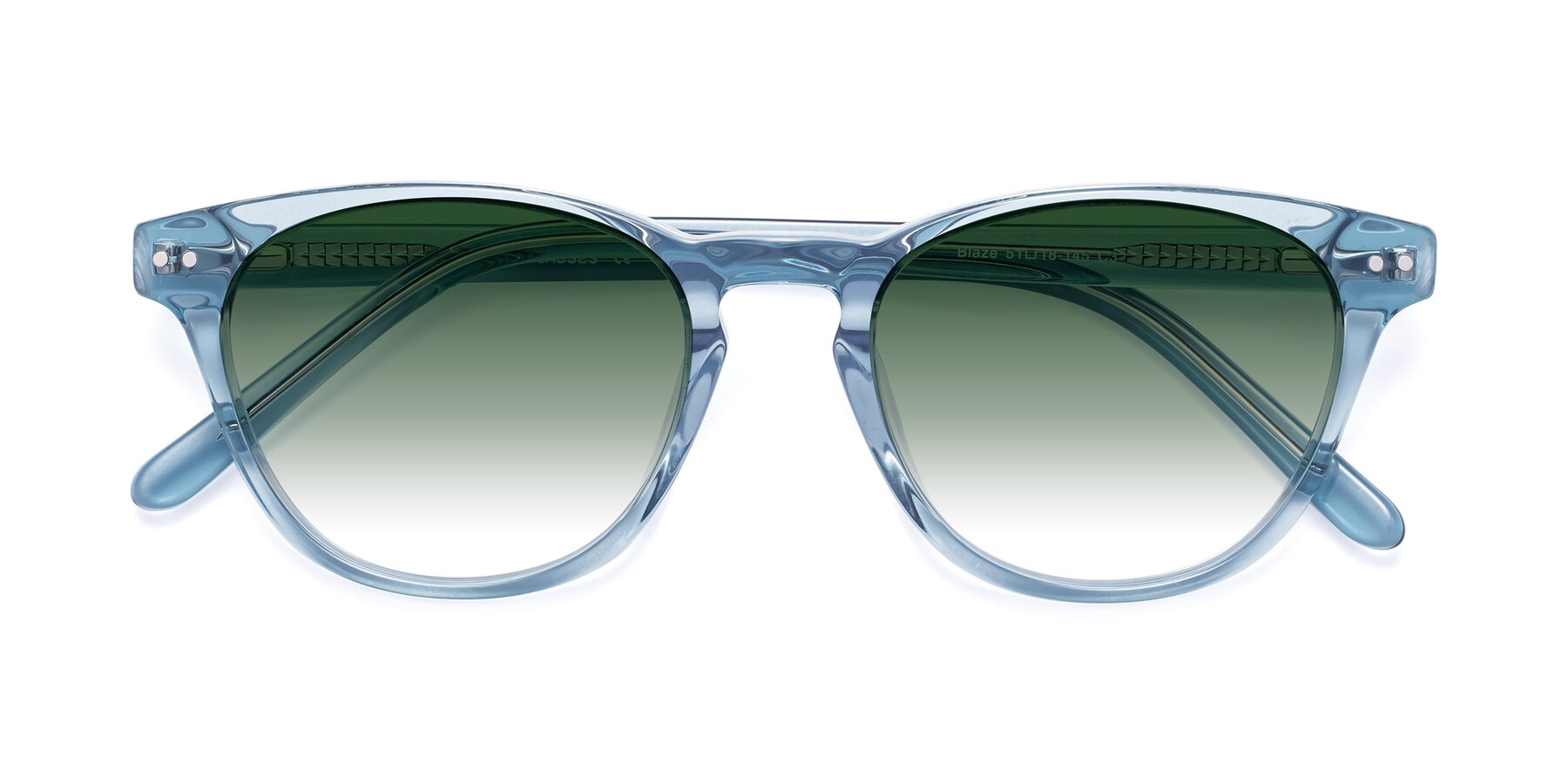 Folded Front of Blaze in Light Blue with Green Gradient Lenses