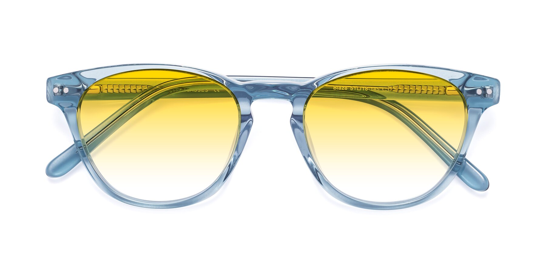 Folded Front of Blaze in Light Blue with Yellow Gradient Lenses