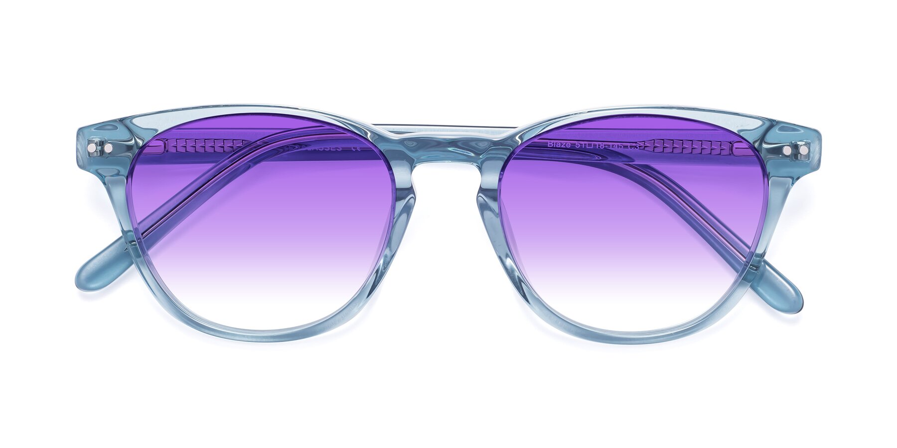 Folded Front of Blaze in Light Blue with Purple Gradient Lenses