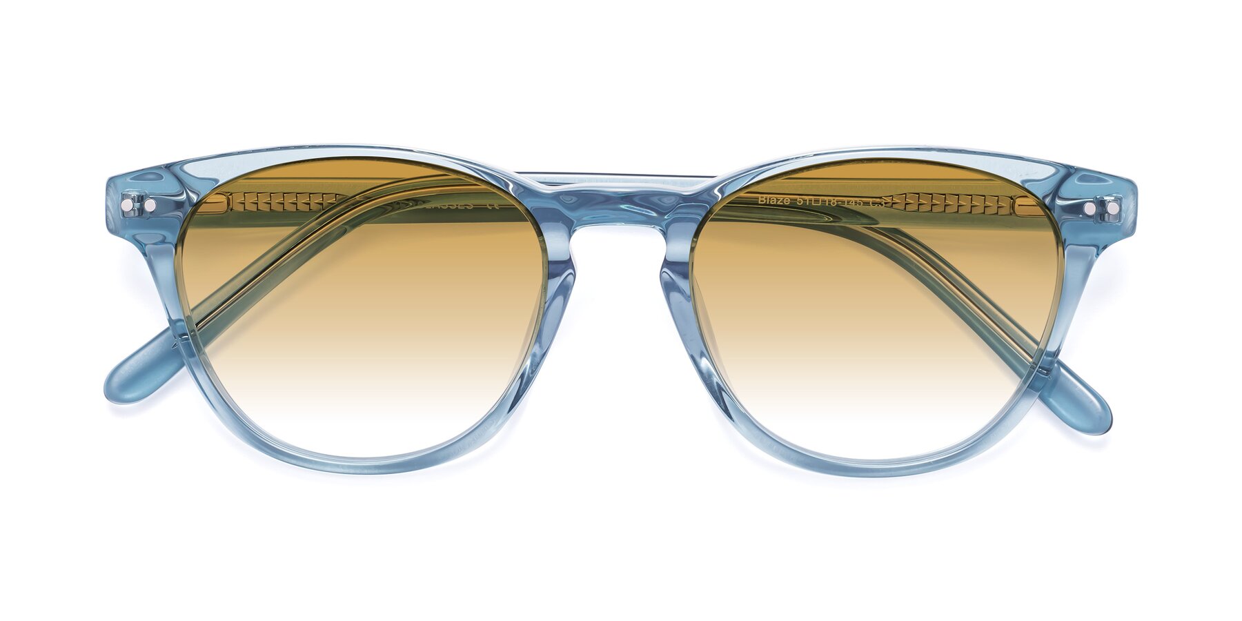 Folded Front of Blaze in Light Blue with Champagne Gradient Lenses