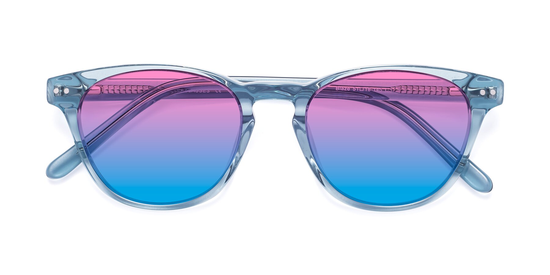 Folded Front of Blaze in Light Blue with Pink / Blue Gradient Lenses