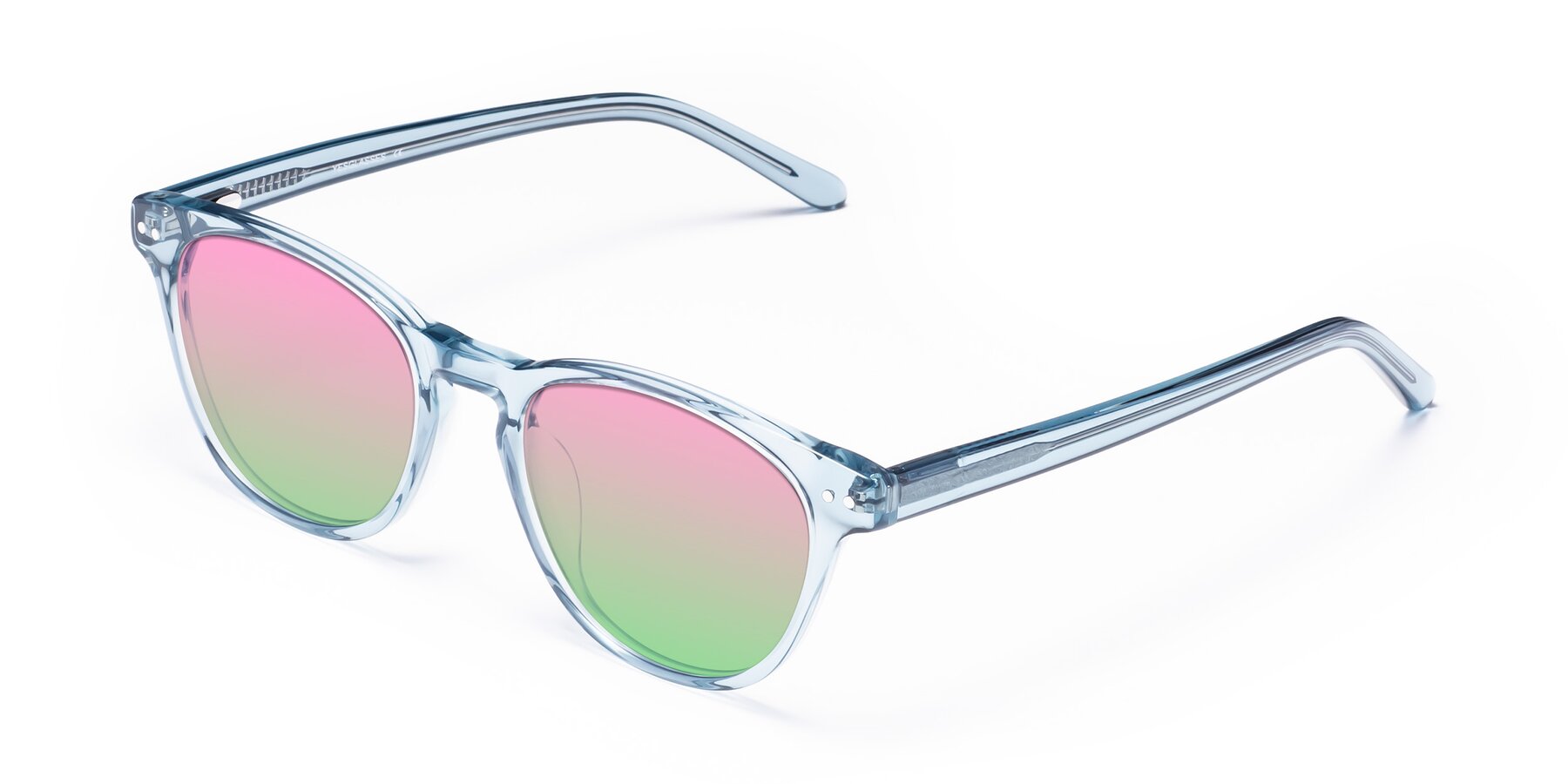 Angle of Blaze in Light Blue with Pink / Green Gradient Lenses