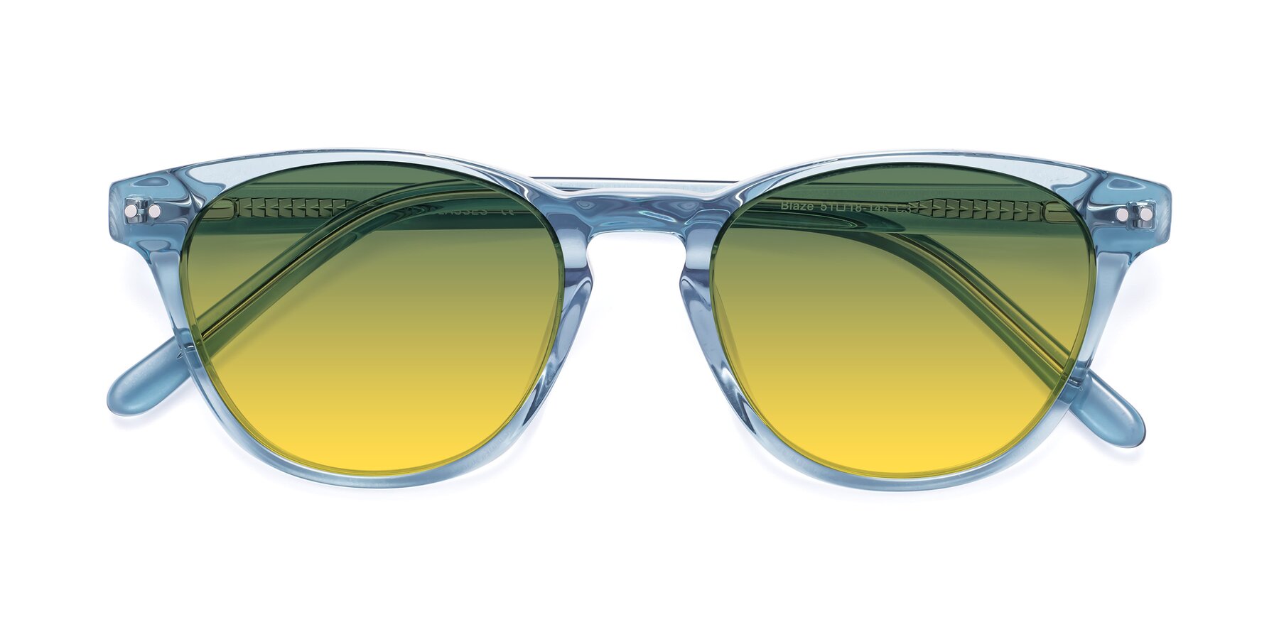 Folded Front of Blaze in Light Blue with Green / Yellow Gradient Lenses