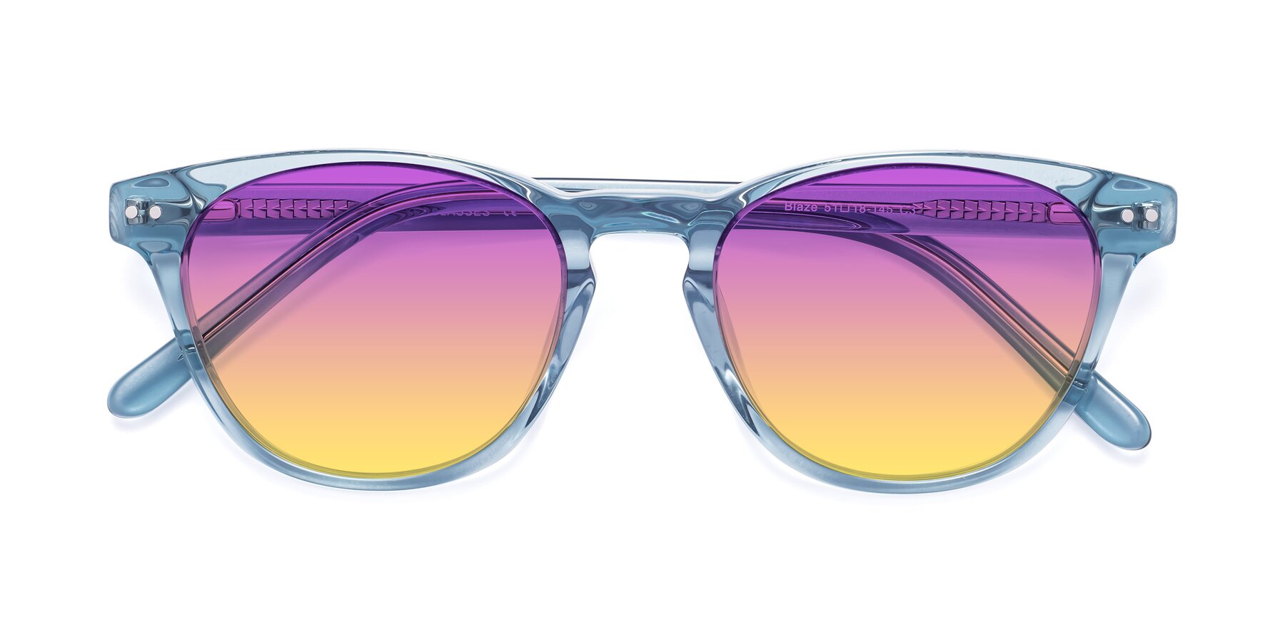 Folded Front of Blaze in Light Blue with Purple / Yellow Gradient Lenses