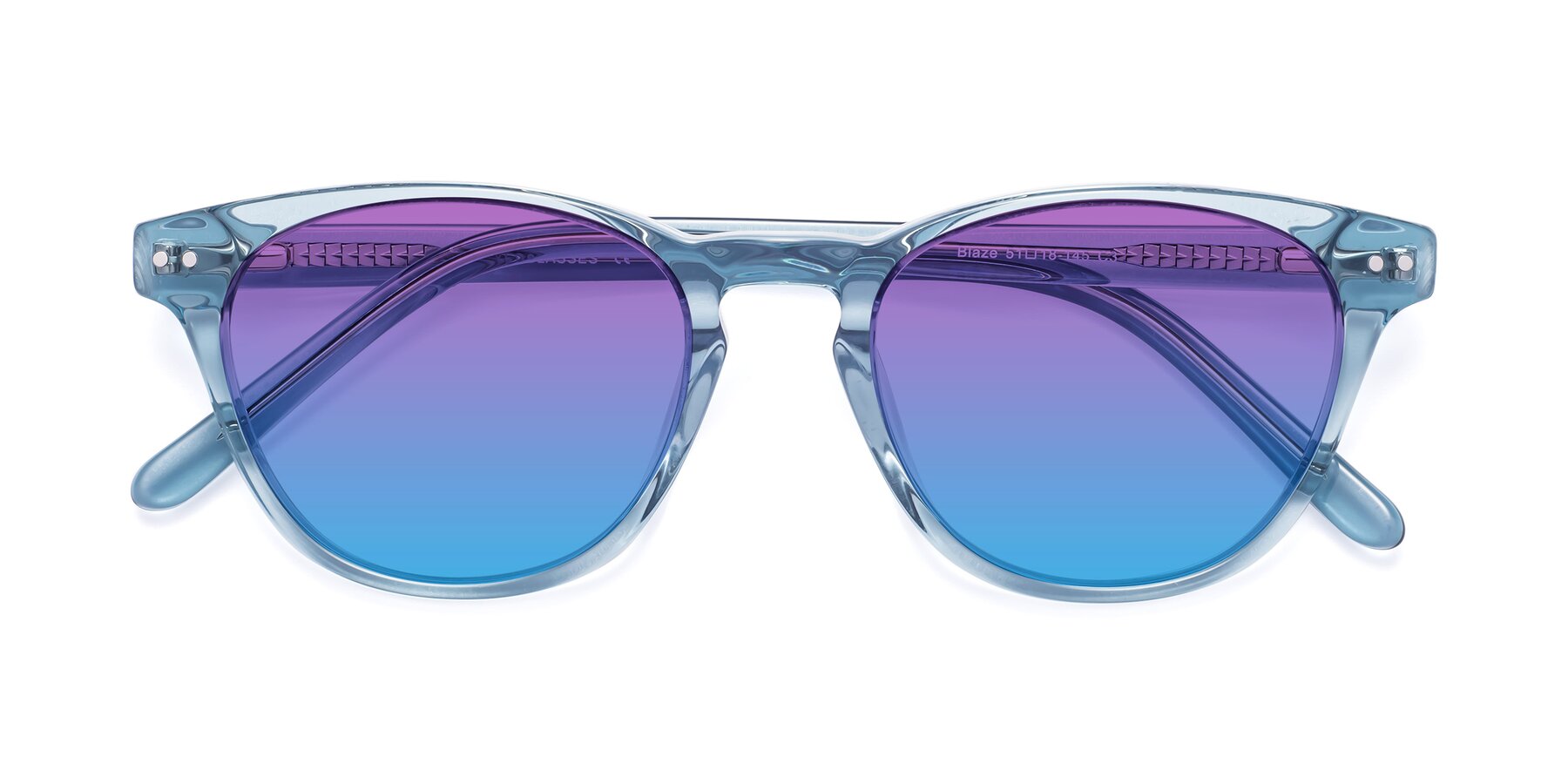 Folded Front of Blaze in Light Blue with Purple / Blue Gradient Lenses