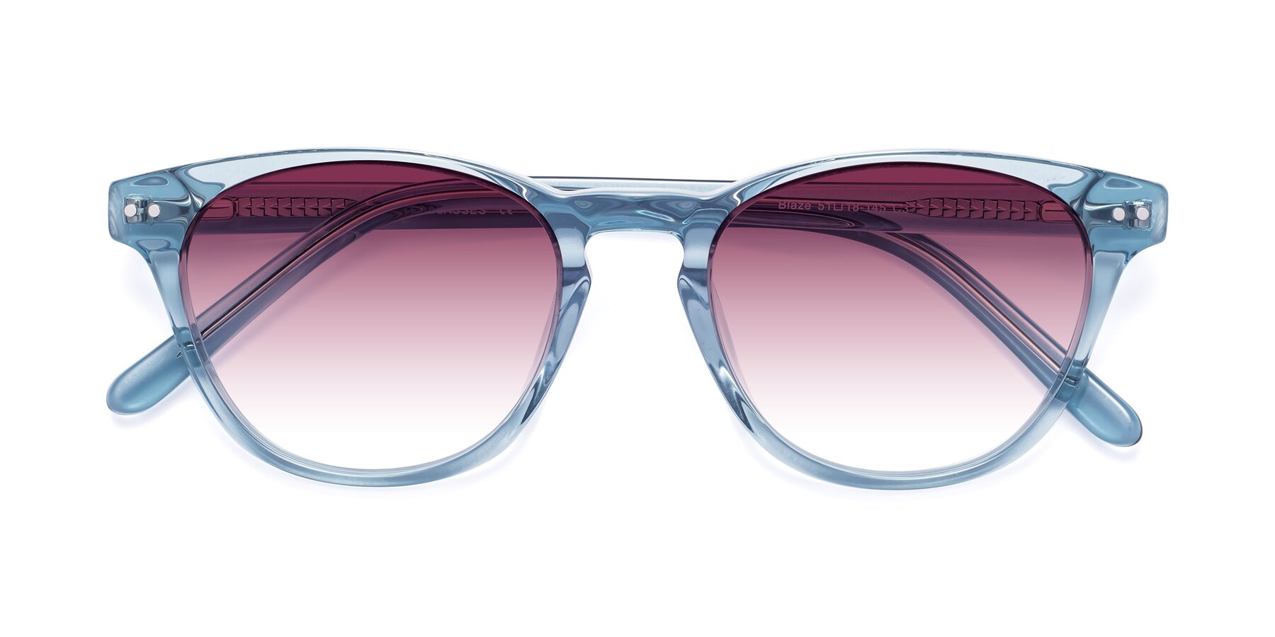 Folded Front of Blaze in Light Blue with Wine Gradient Lenses