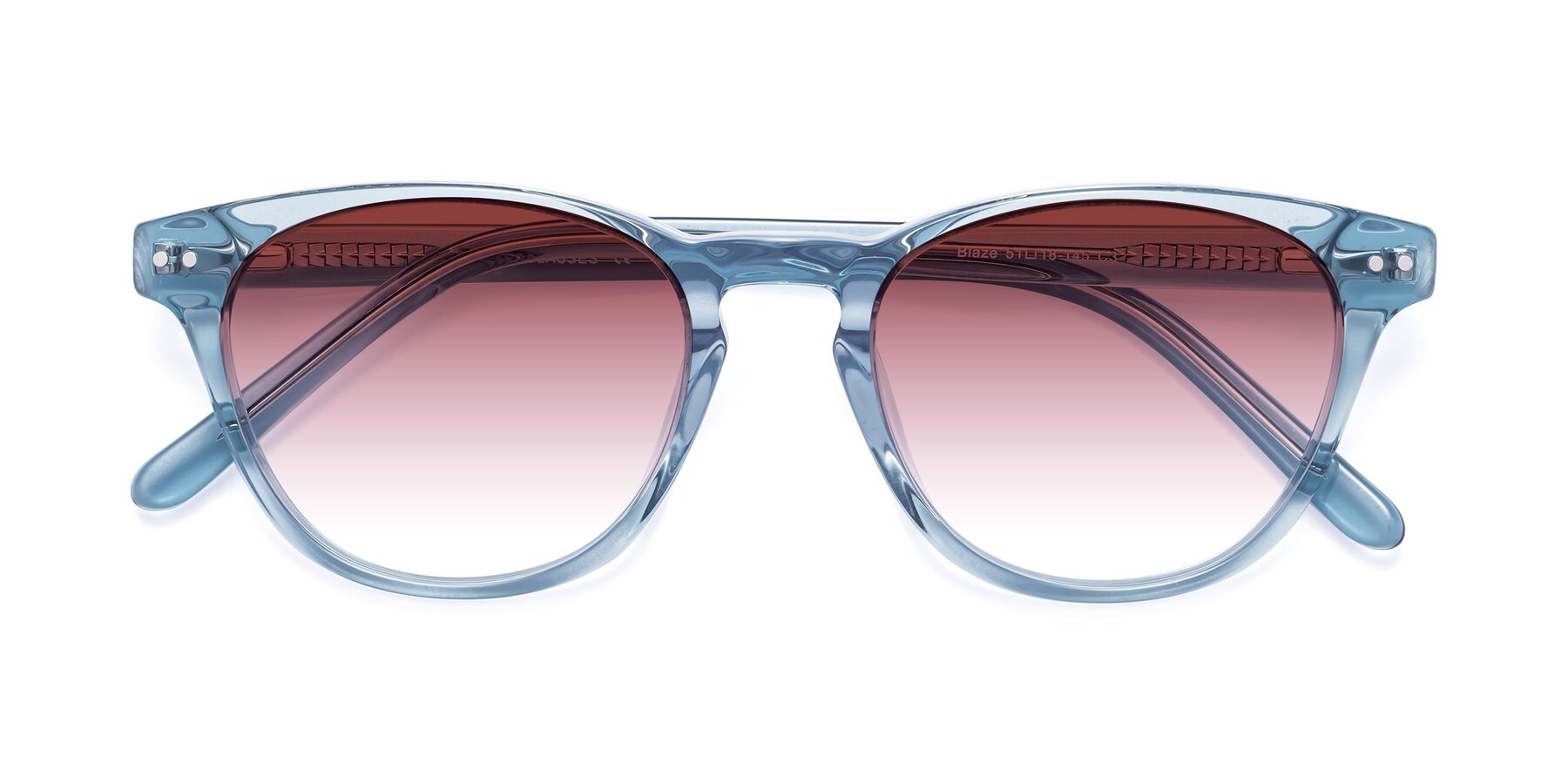 Folded Front of Blaze in Light Blue with Garnet Gradient Lenses