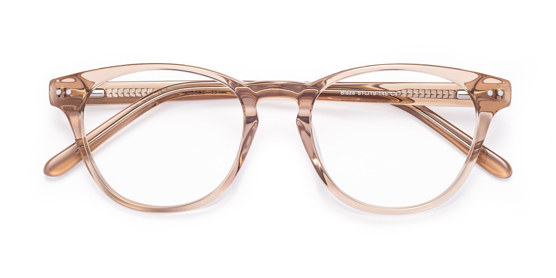 Folded Front of Blaze in light Brown with Clear Eyeglass Lenses