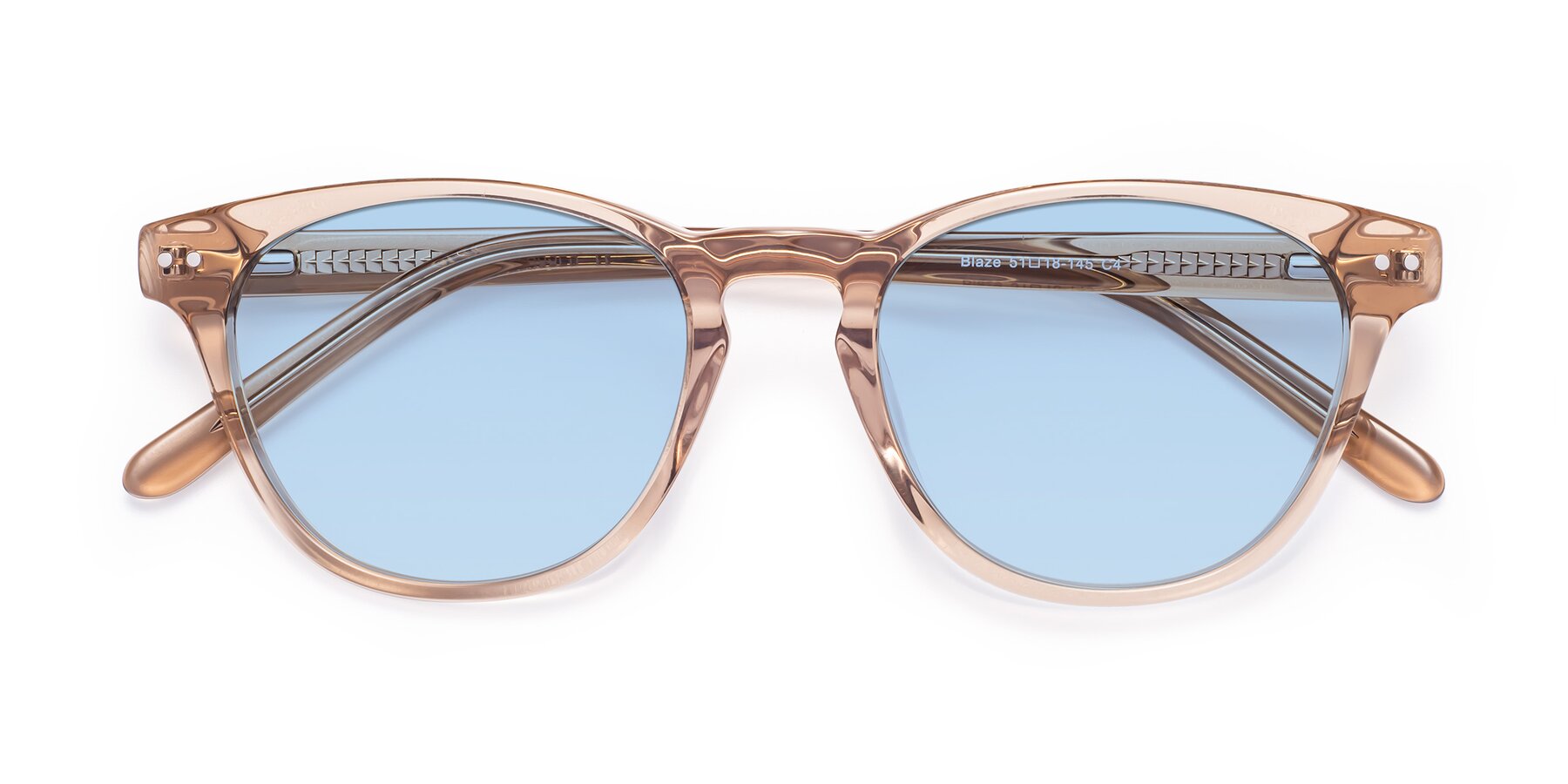 Folded Front of Blaze in light Brown with Light Blue Tinted Lenses