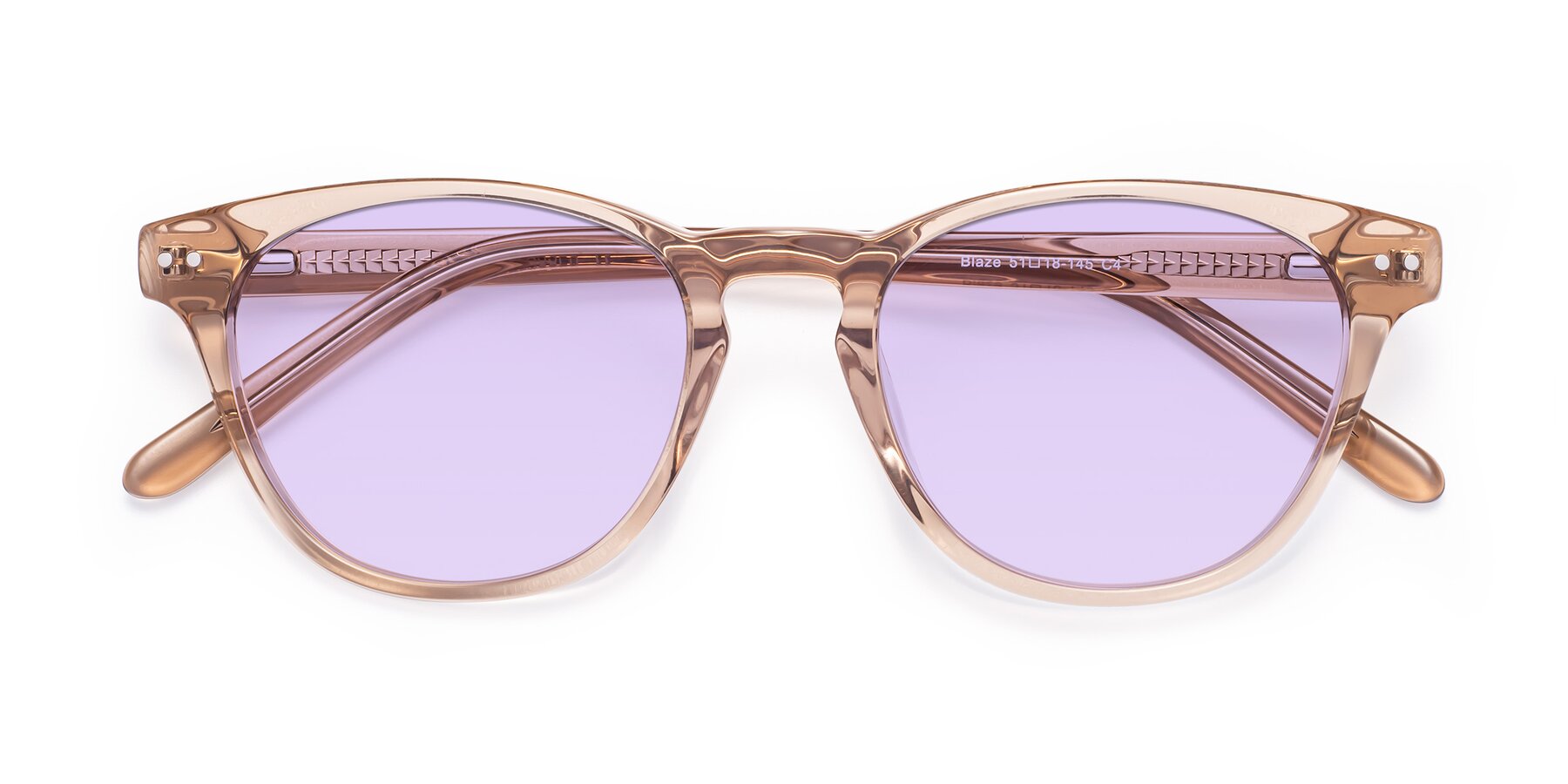 Folded Front of Blaze in light Brown with Light Purple Tinted Lenses