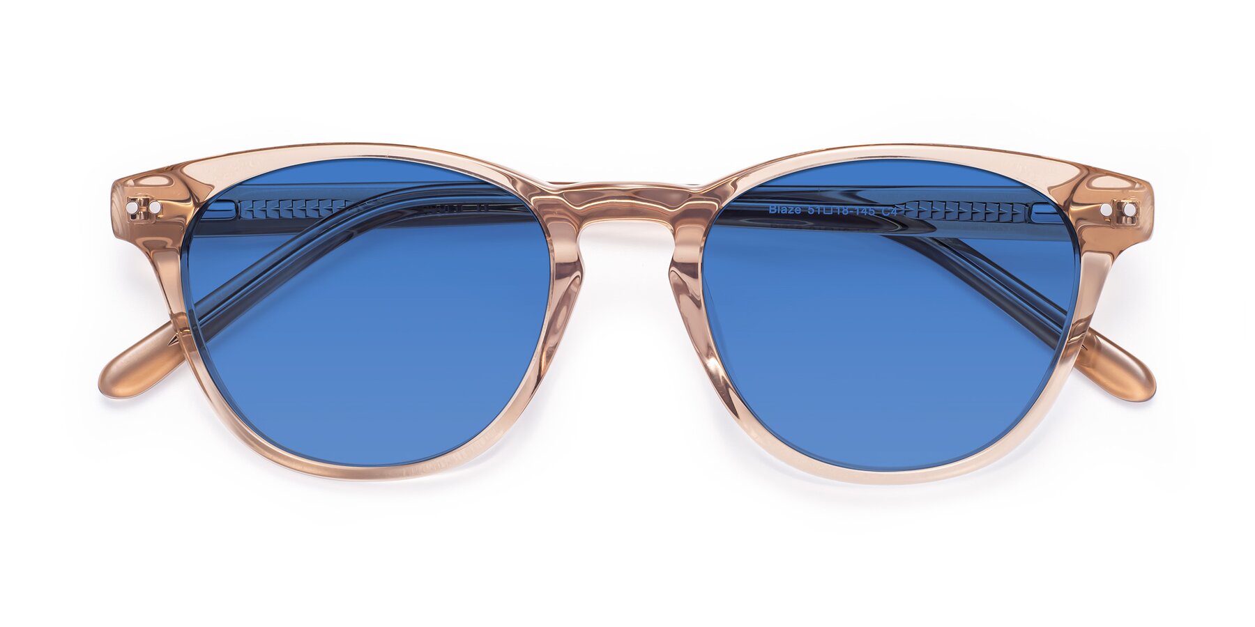 Folded Front of Blaze in light Brown with Blue Tinted Lenses