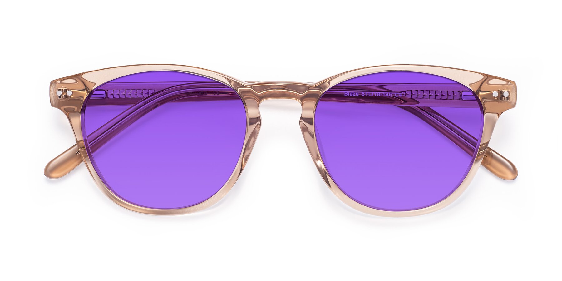 Folded Front of Blaze in light Brown with Purple Tinted Lenses