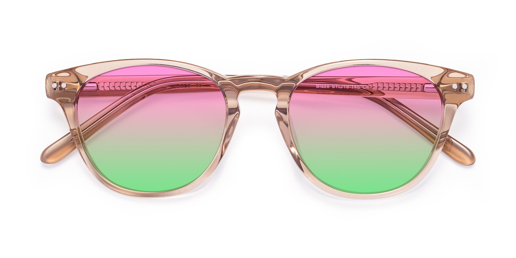 Folded Front of Blaze in light Brown with Pink / Green Gradient Lenses