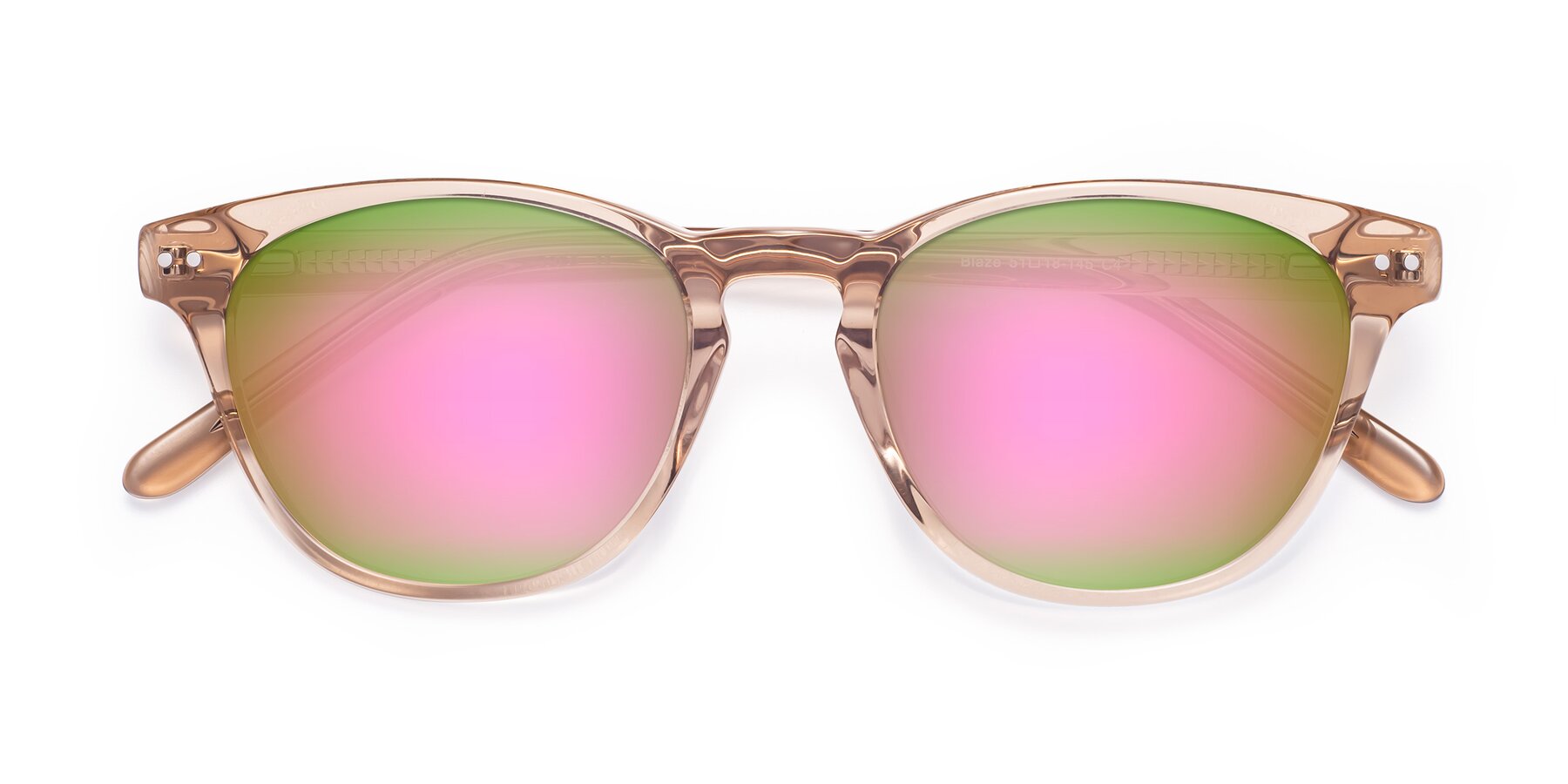 Folded Front of Blaze in light Brown with Pink Mirrored Lenses