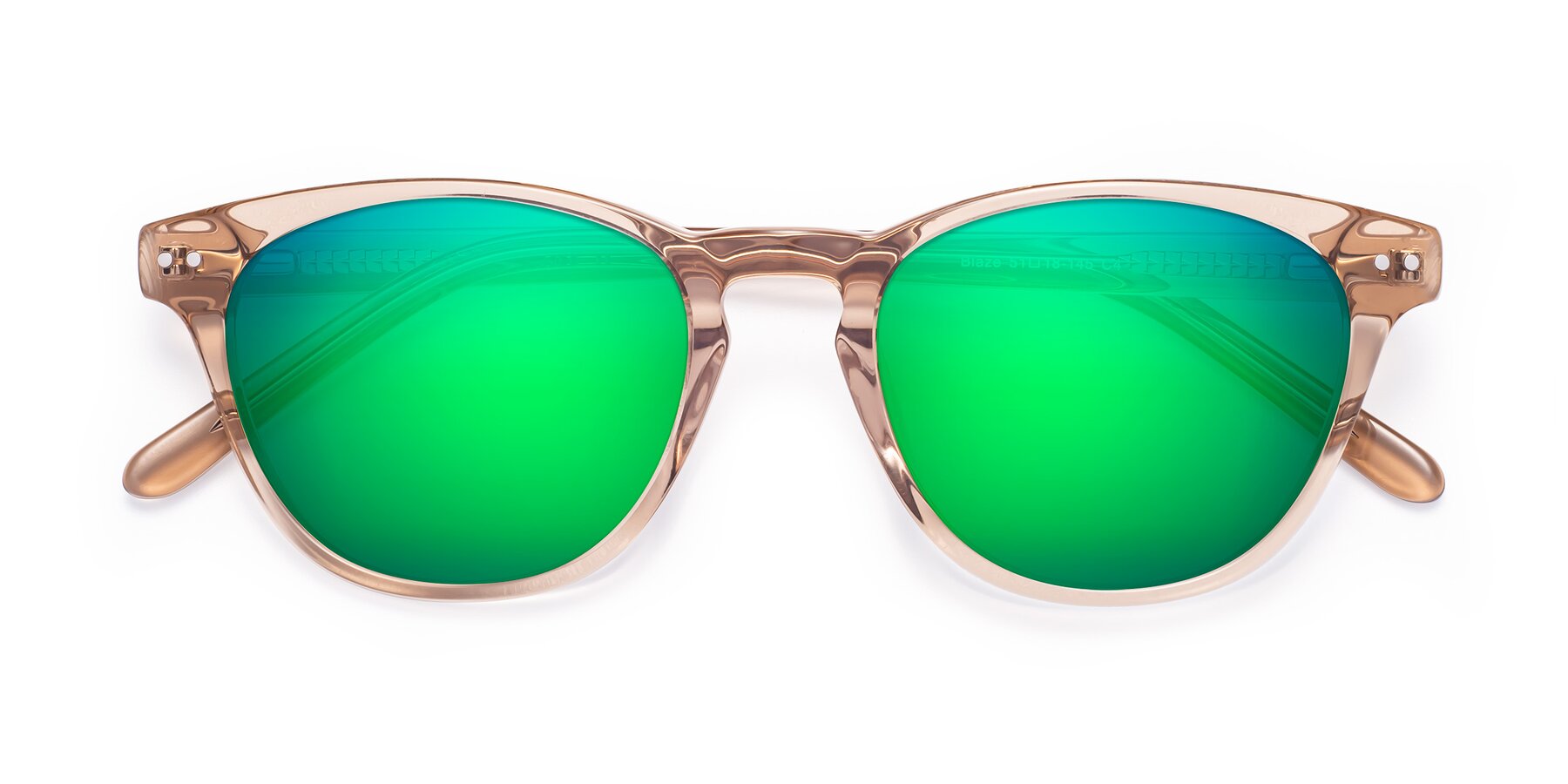 Folded Front of Blaze in light Brown with Green Mirrored Lenses