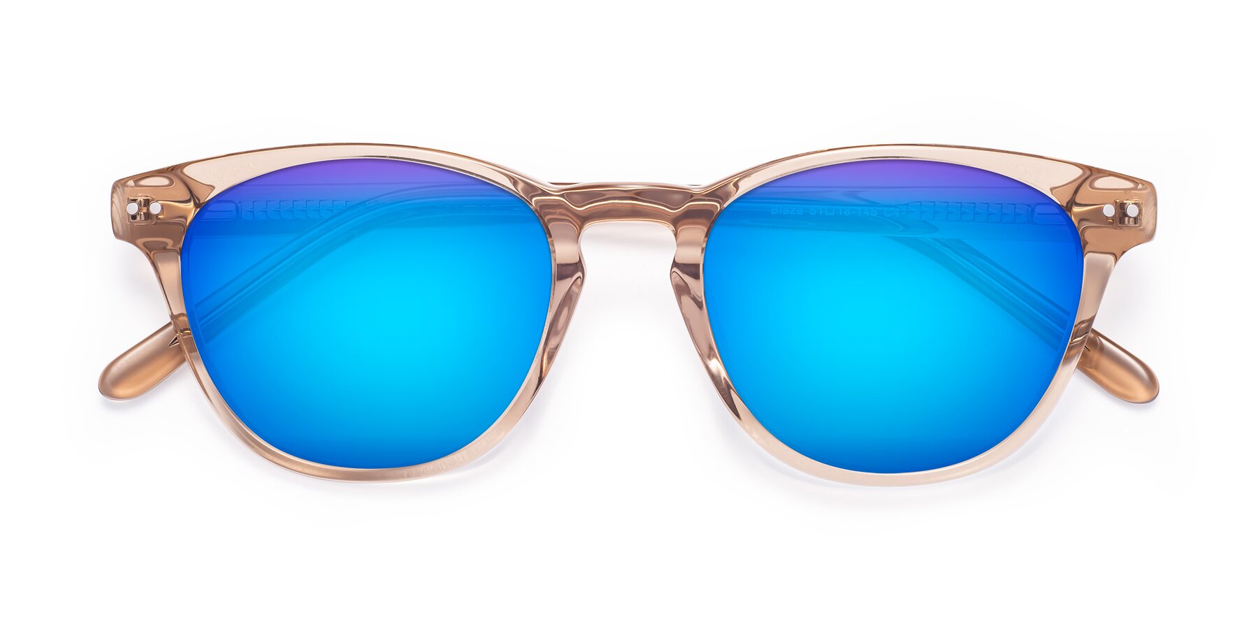 Folded Front of Blaze in light Brown with Blue Mirrored Lenses