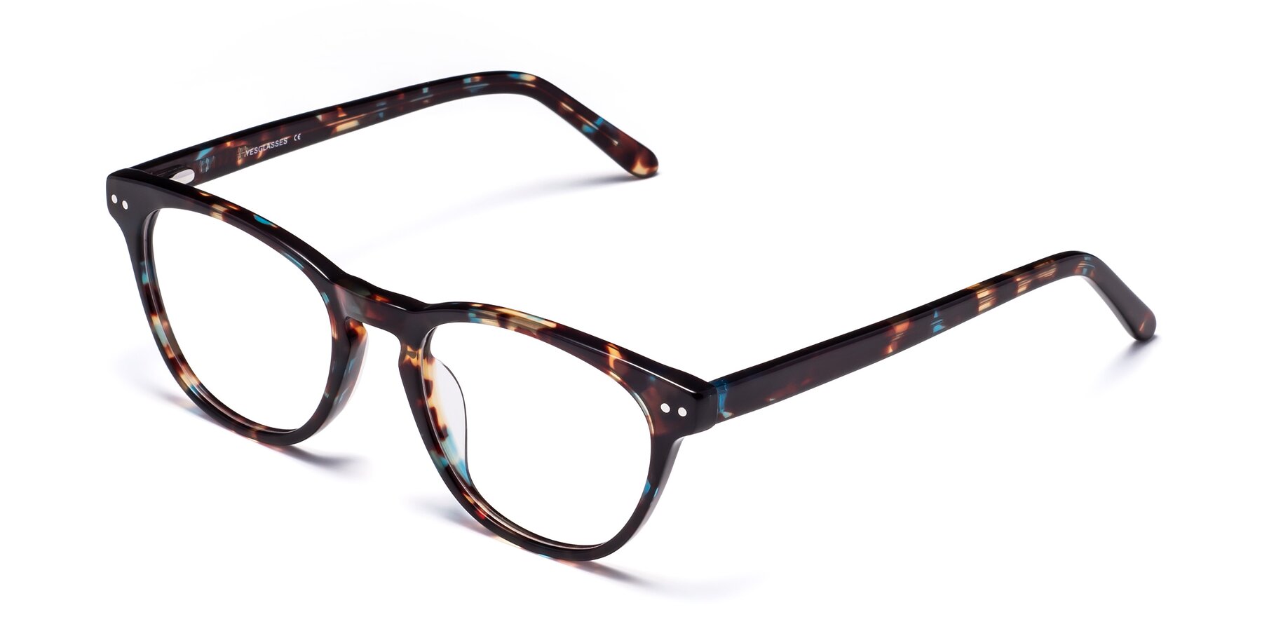 Angle of Blaze in Floral Tortoise with Clear Eyeglass Lenses