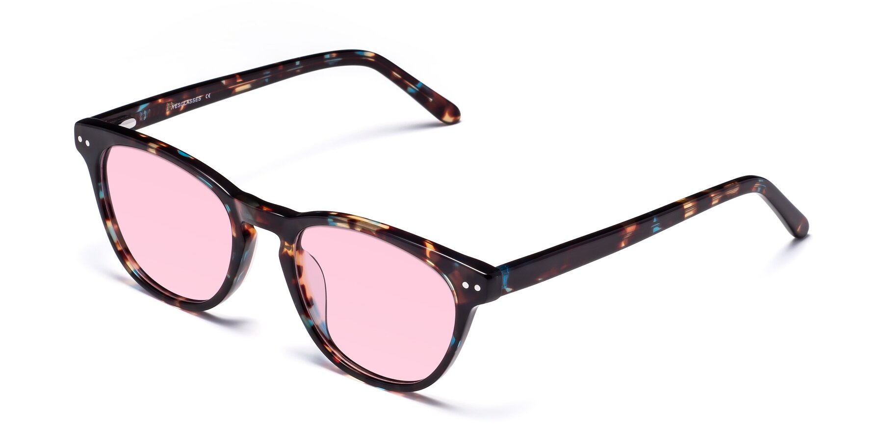 Angle of Blaze in Tortoise-Blue with Light Pink Tinted Lenses