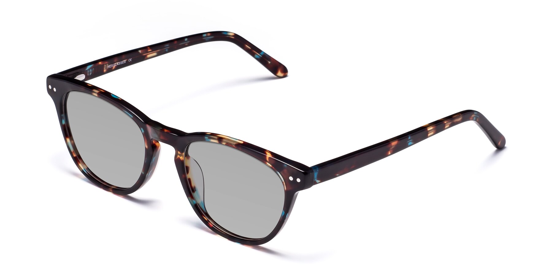 Angle of Blaze in Floral Tortoise with Light Gray Tinted Lenses
