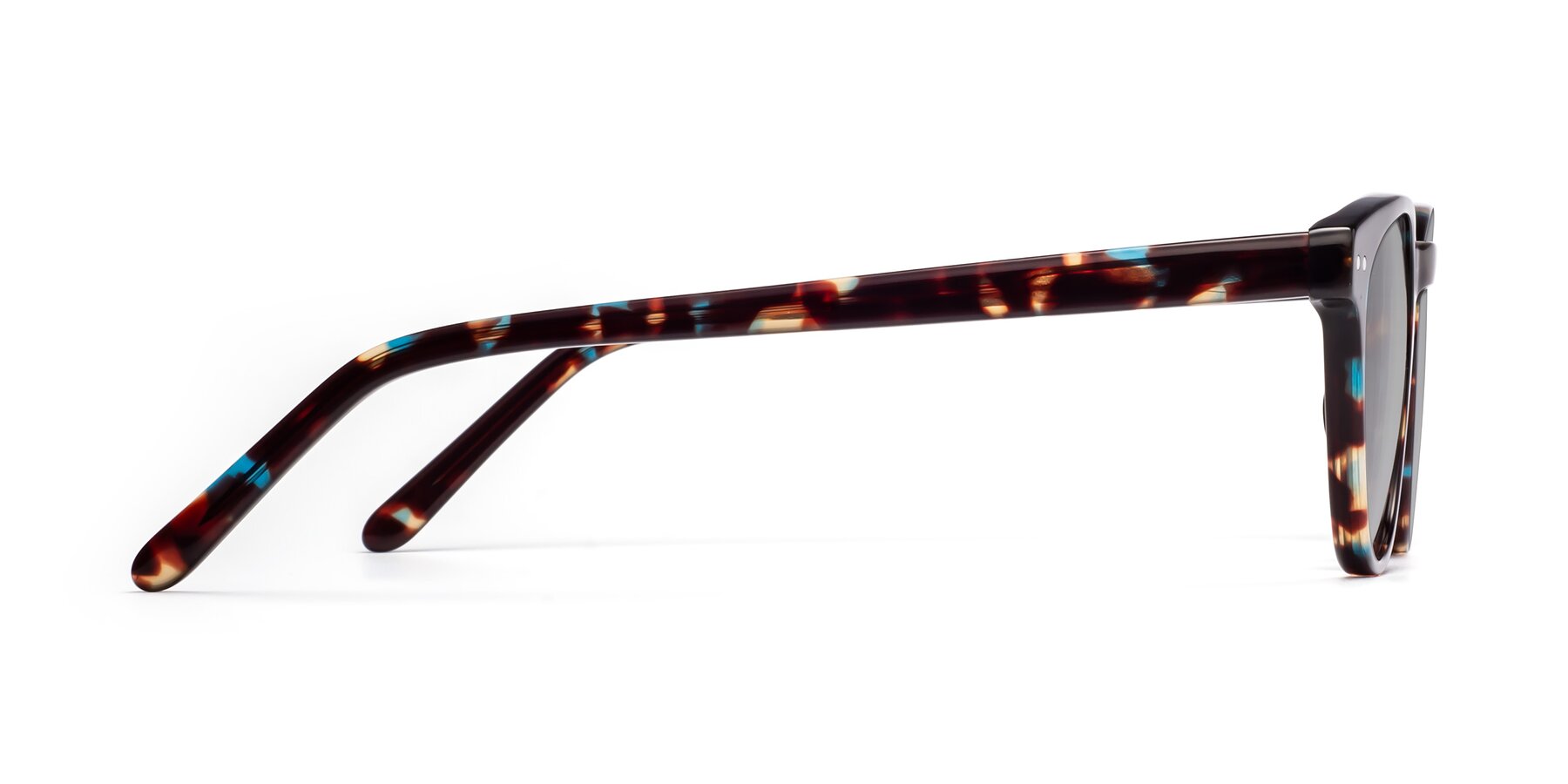 Side of Blaze in Floral Tortoise with Light Gray Tinted Lenses