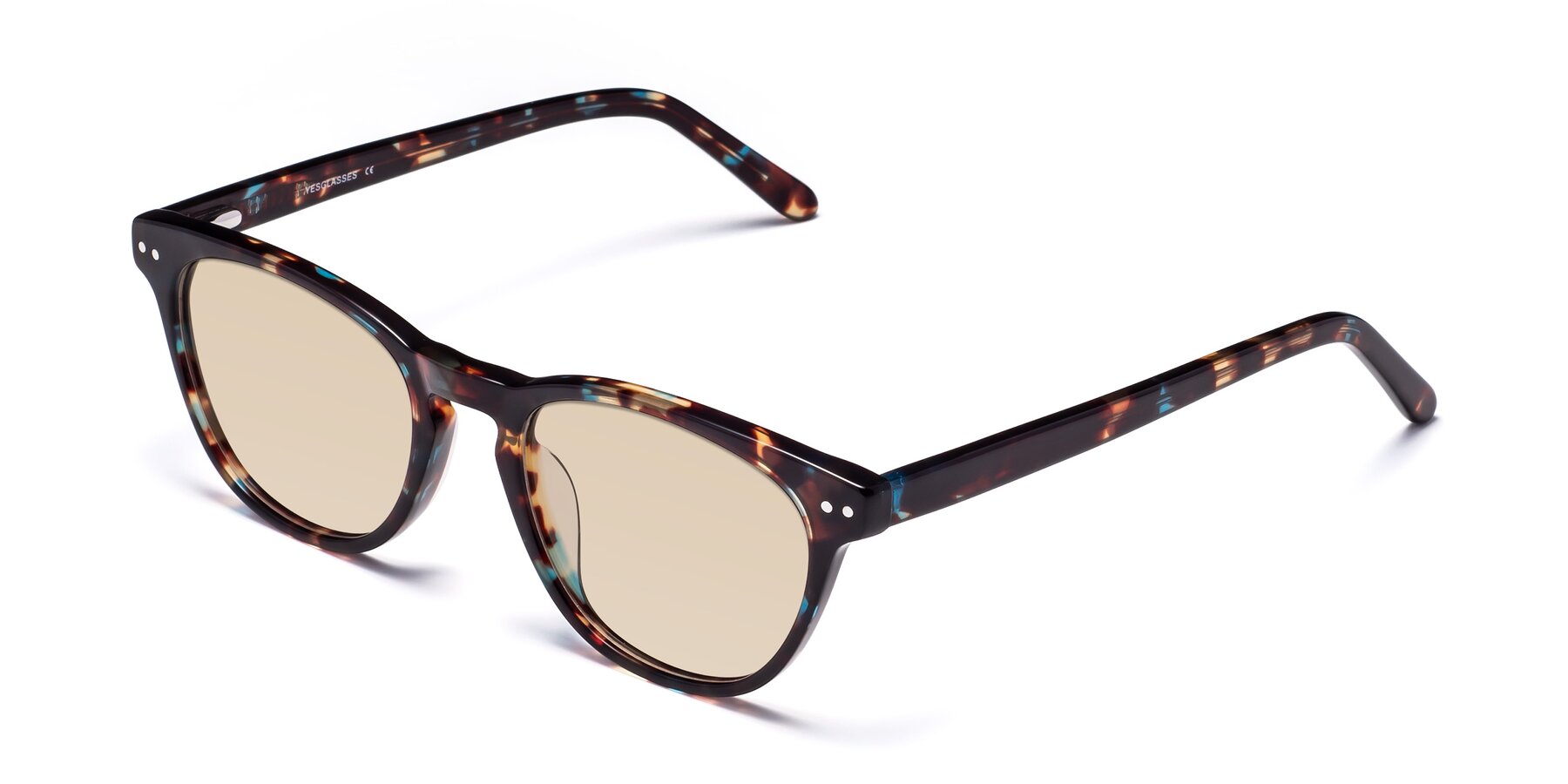 Angle of Blaze in Floral Tortoise with Light Brown Tinted Lenses