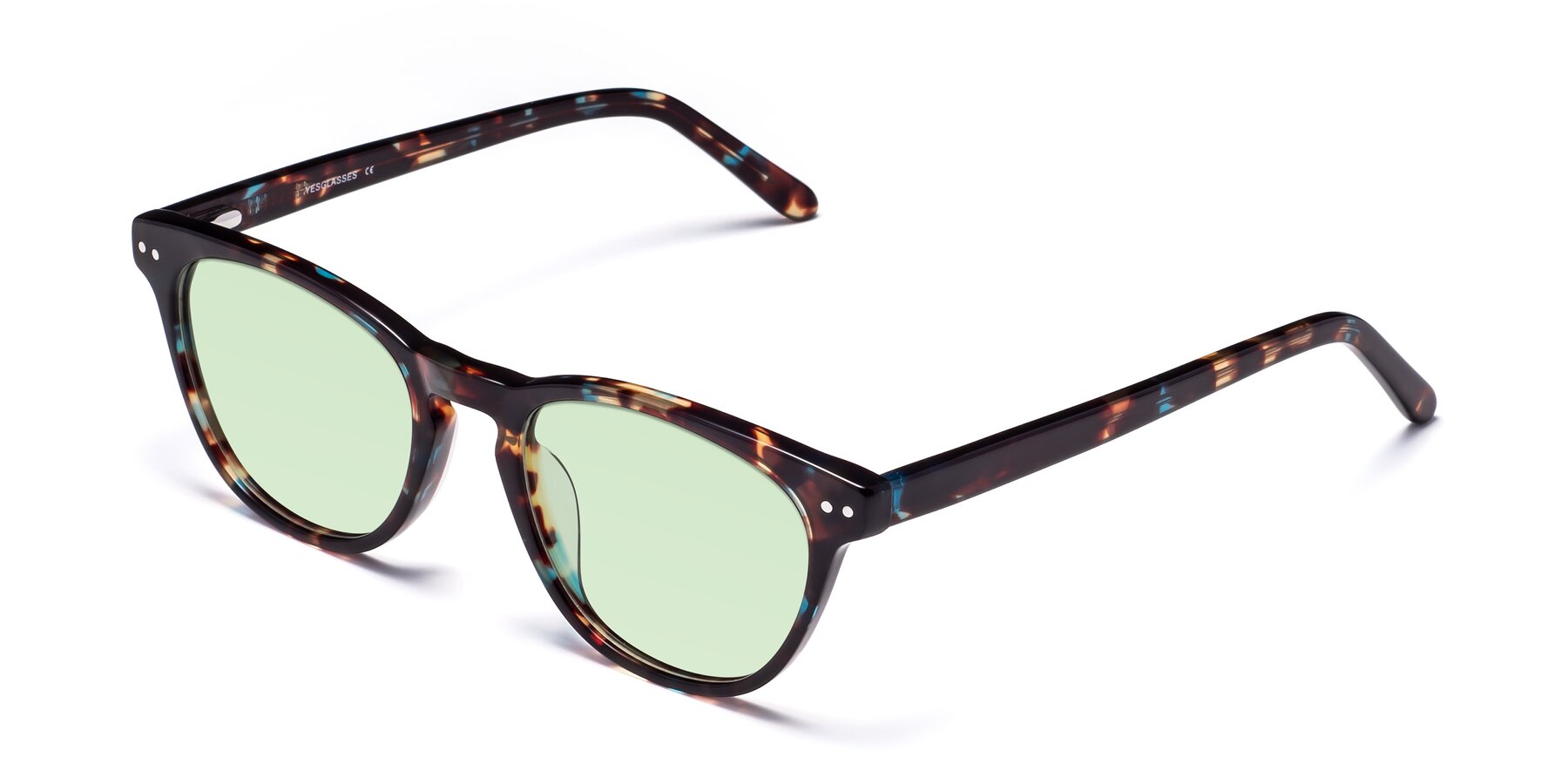 Angle of Blaze in Floral Tortoise with Light Green Tinted Lenses