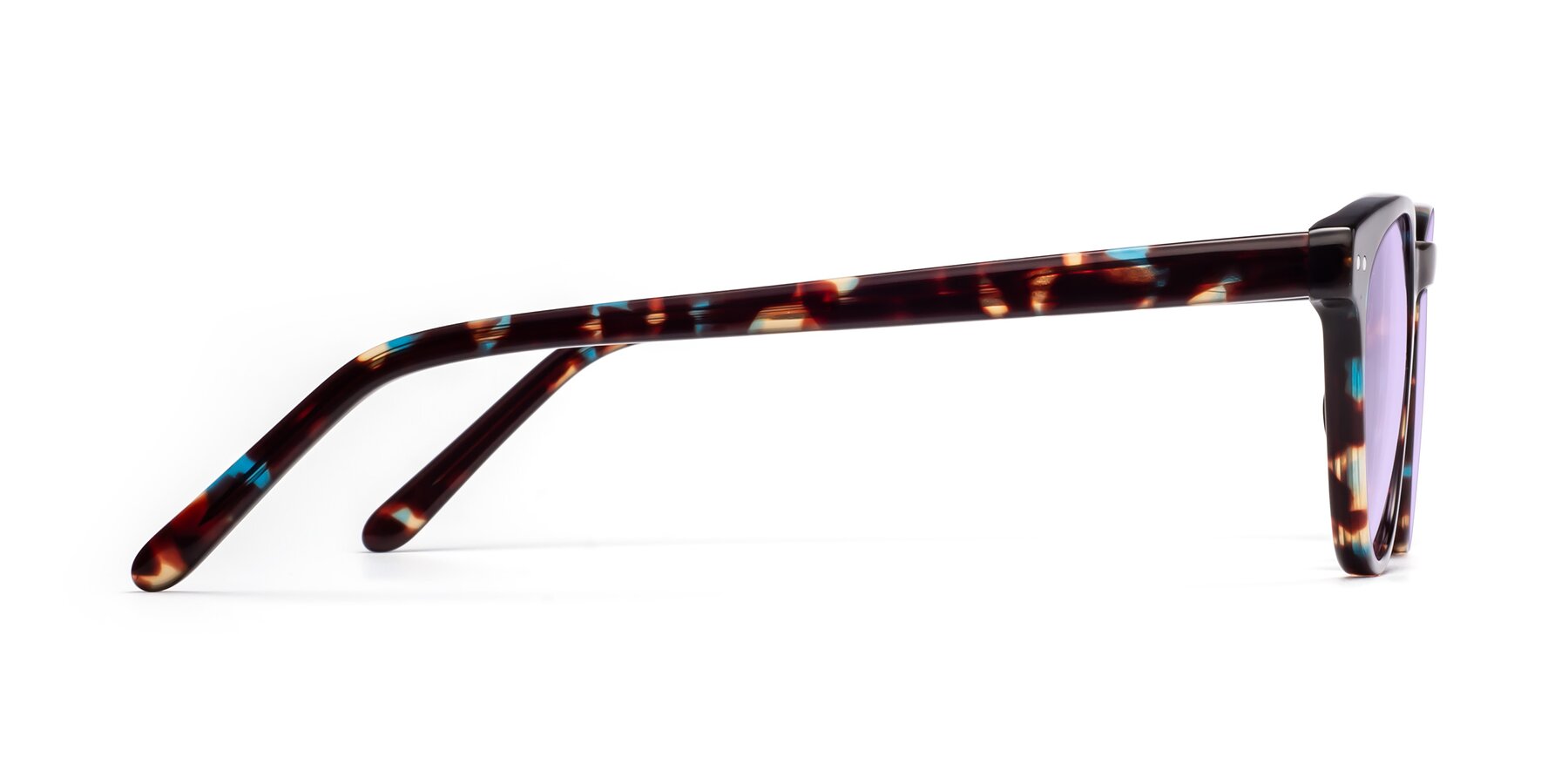 Side of Blaze in Floral Tortoise with Light Purple Tinted Lenses