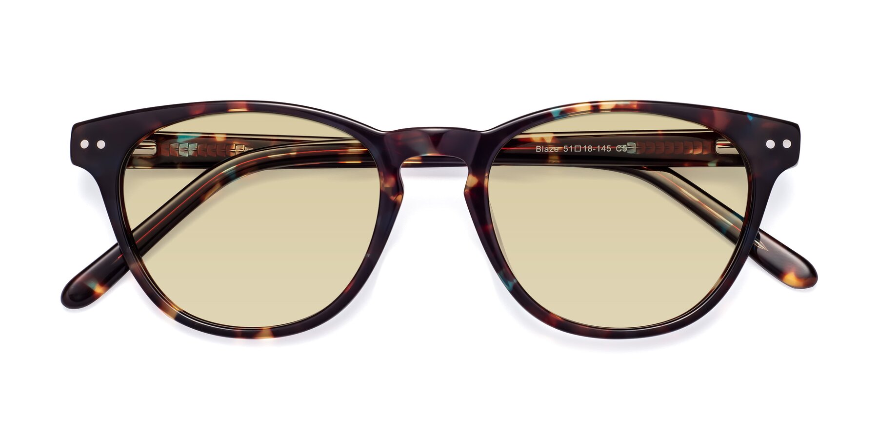 Folded Front of Blaze in Floral Tortoise with Light Champagne Tinted Lenses