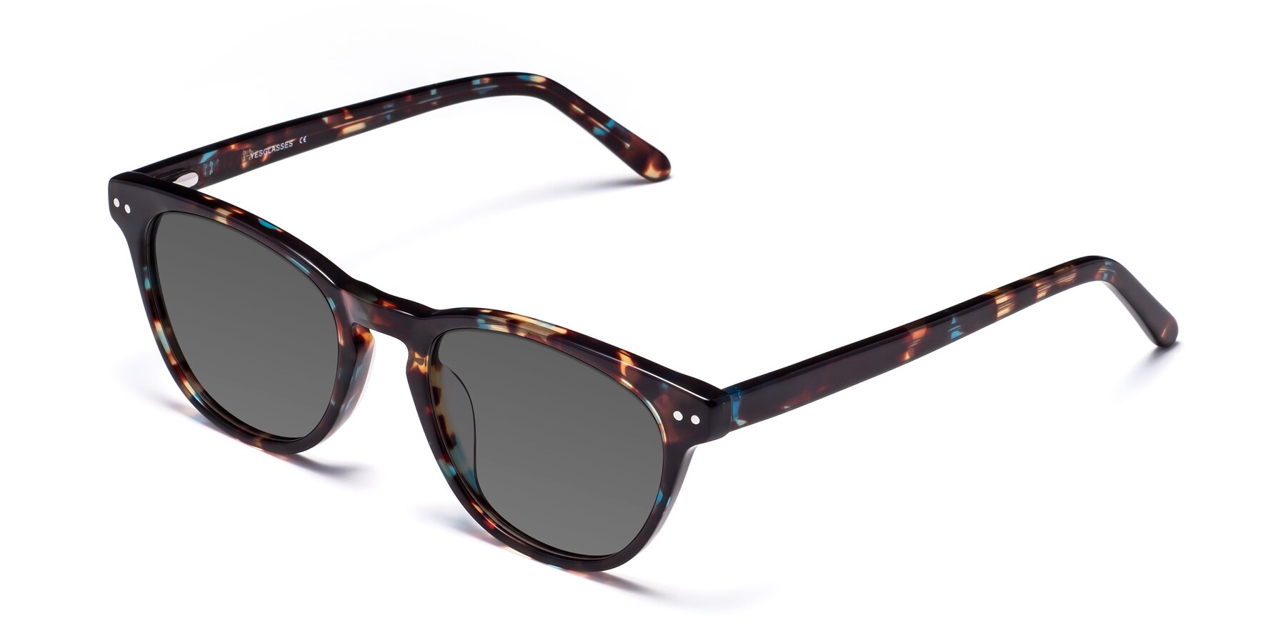 Angle of Blaze in Floral Tortoise with Medium Gray Tinted Lenses