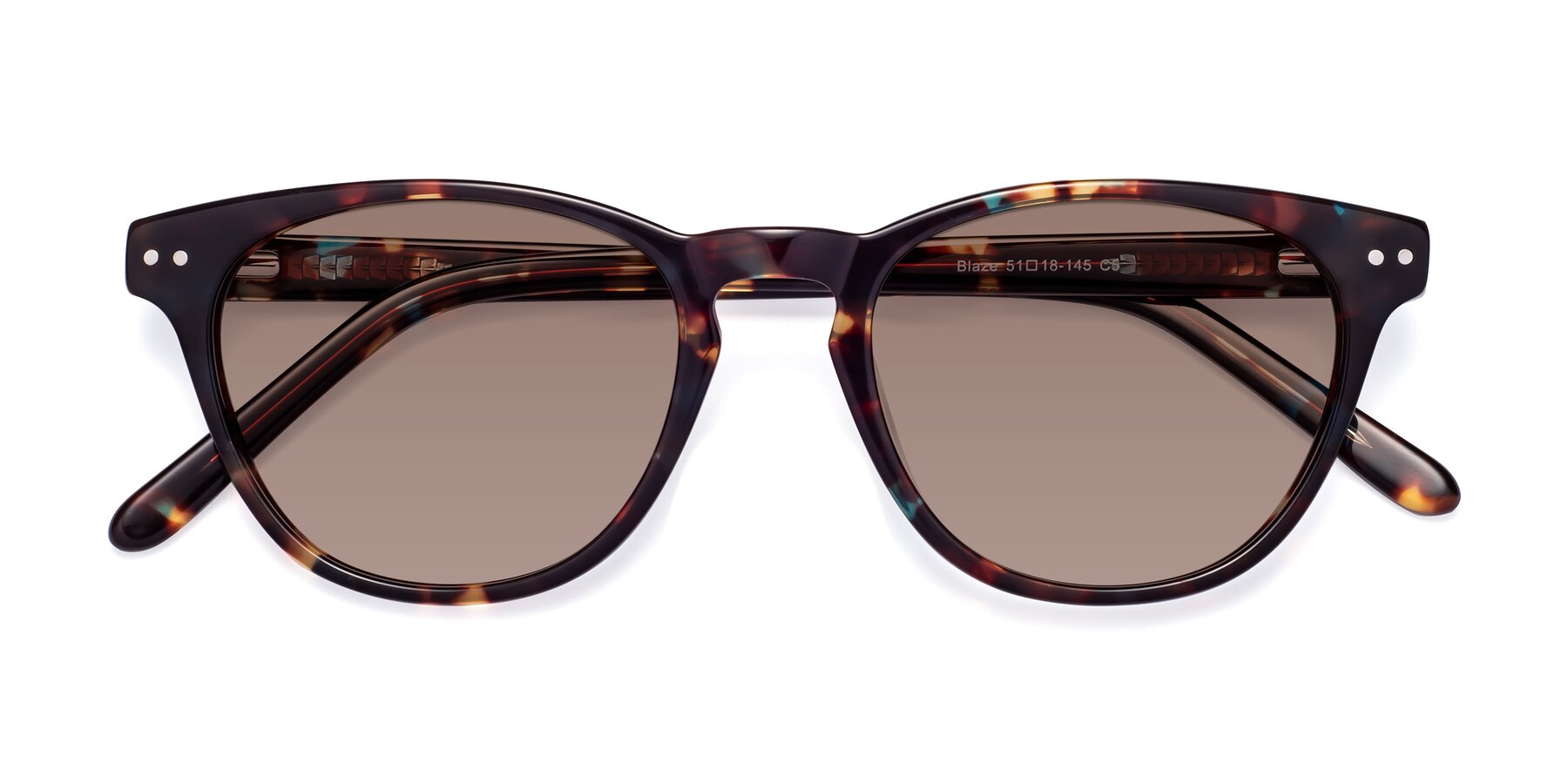 Folded Front of Blaze in Floral Tortoise with Medium Brown Tinted Lenses