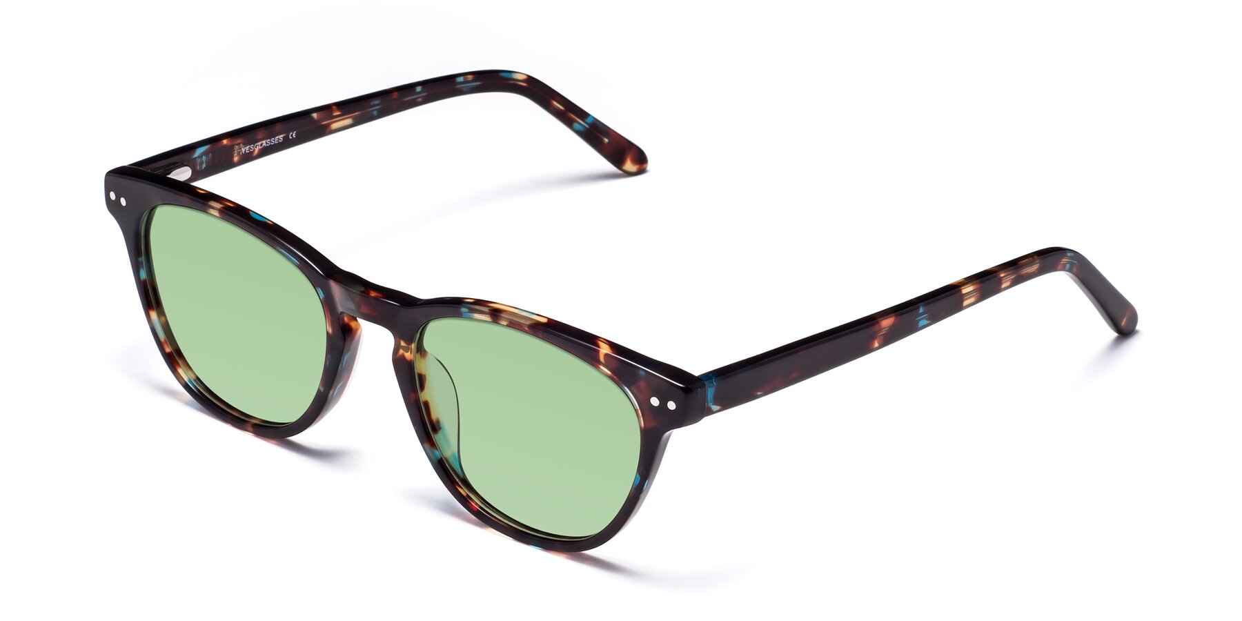Angle of Blaze in Tortoise-Blue with Medium Green Tinted Lenses