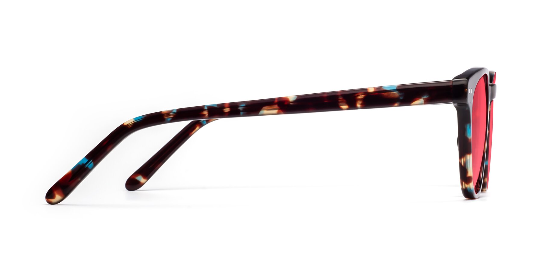 Side of Blaze in Tortoise-Blue with Pink Tinted Lenses