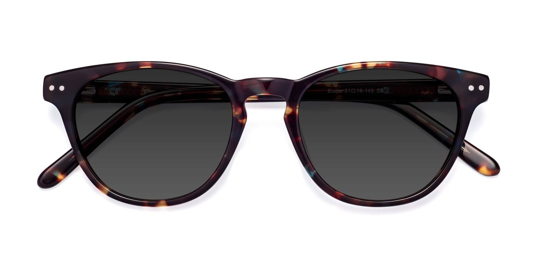 Folded Front of Blaze in Tortoise-Blue with Gray Tinted Lenses