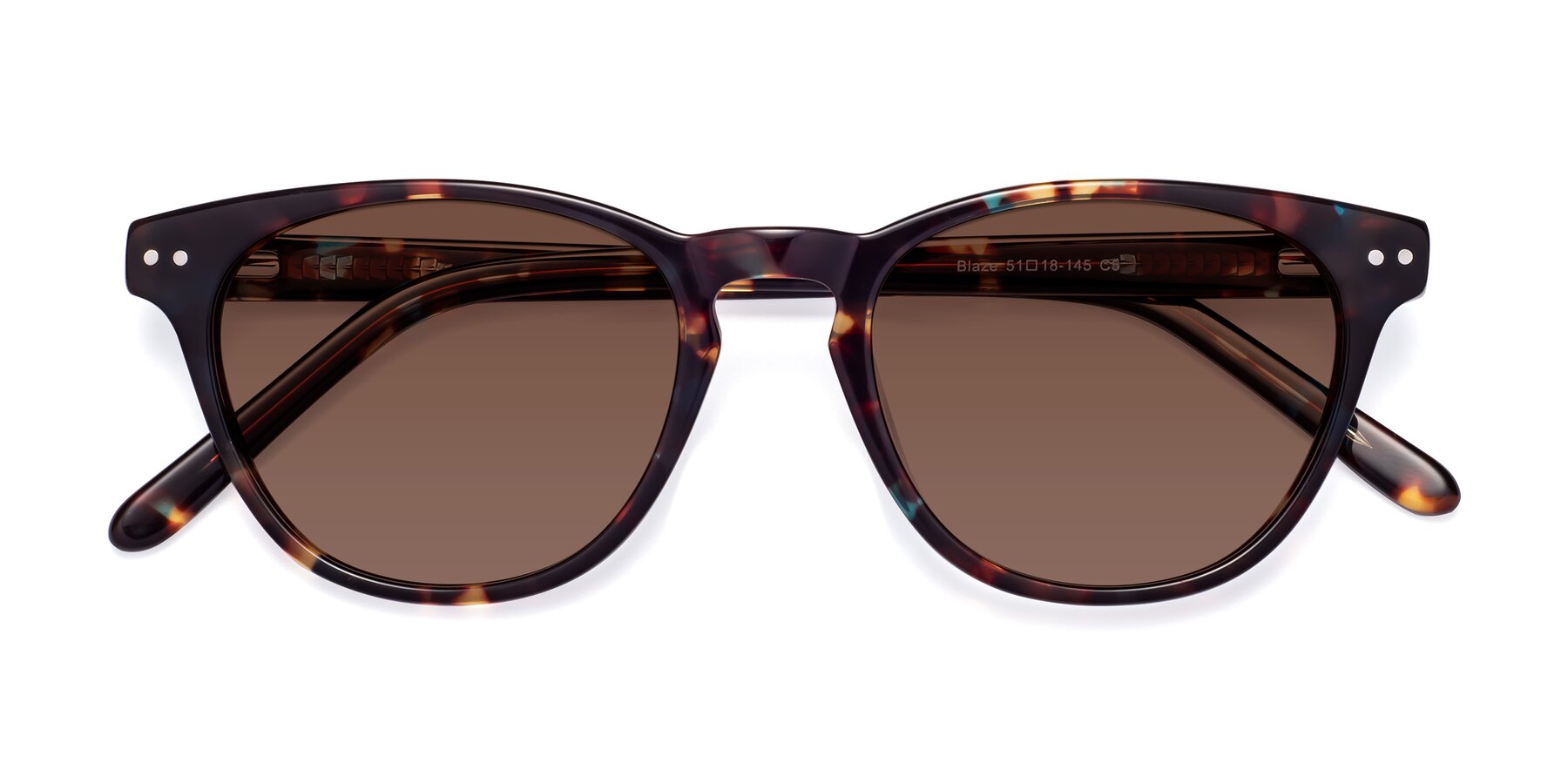 Folded Front of Blaze in Floral Tortoise with Brown Tinted Lenses