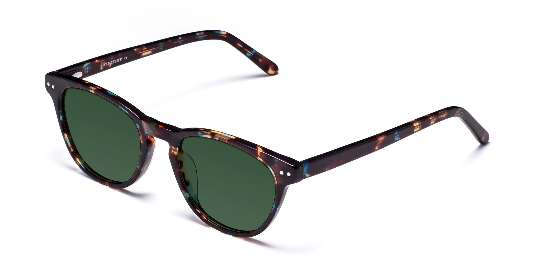 Angle of Blaze in Floral Tortoise with Green Tinted Lenses