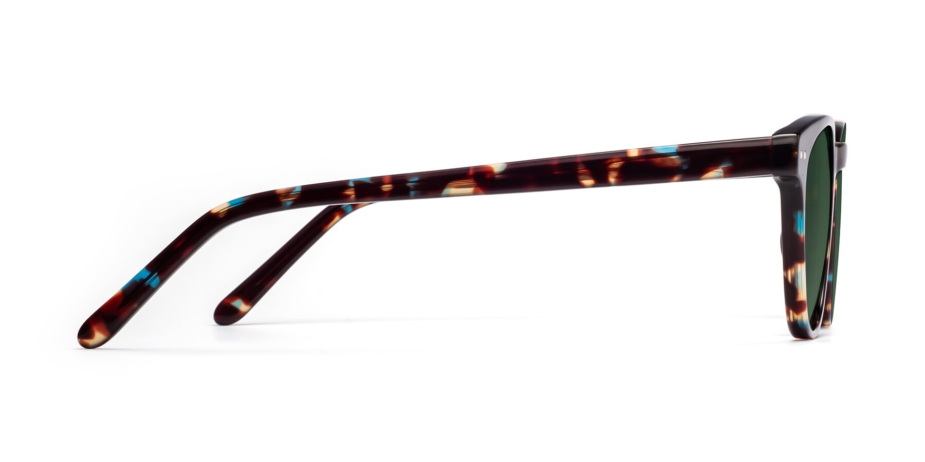Side of Blaze in Floral Tortoise with Green Tinted Lenses