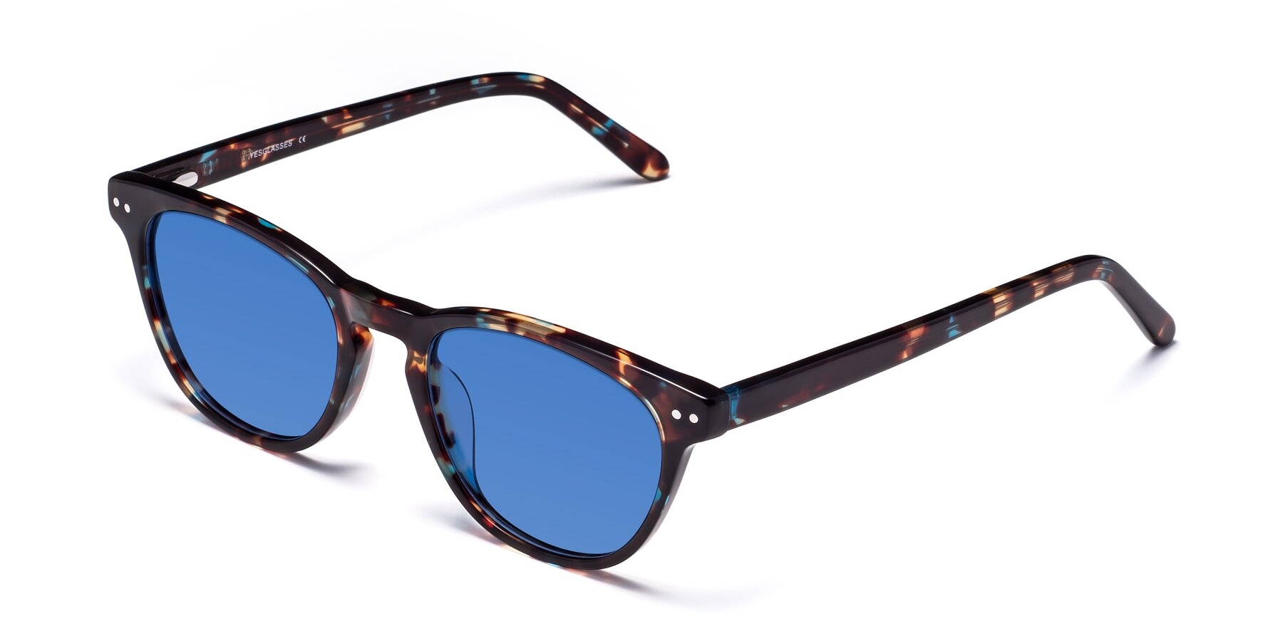 Angle of Blaze in Floral Tortoise with Blue Tinted Lenses