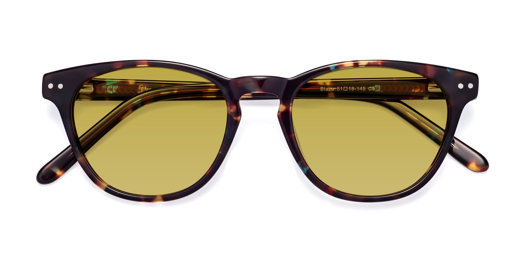 Folded Front of Blaze in Floral Tortoise with Champagne Tinted Lenses