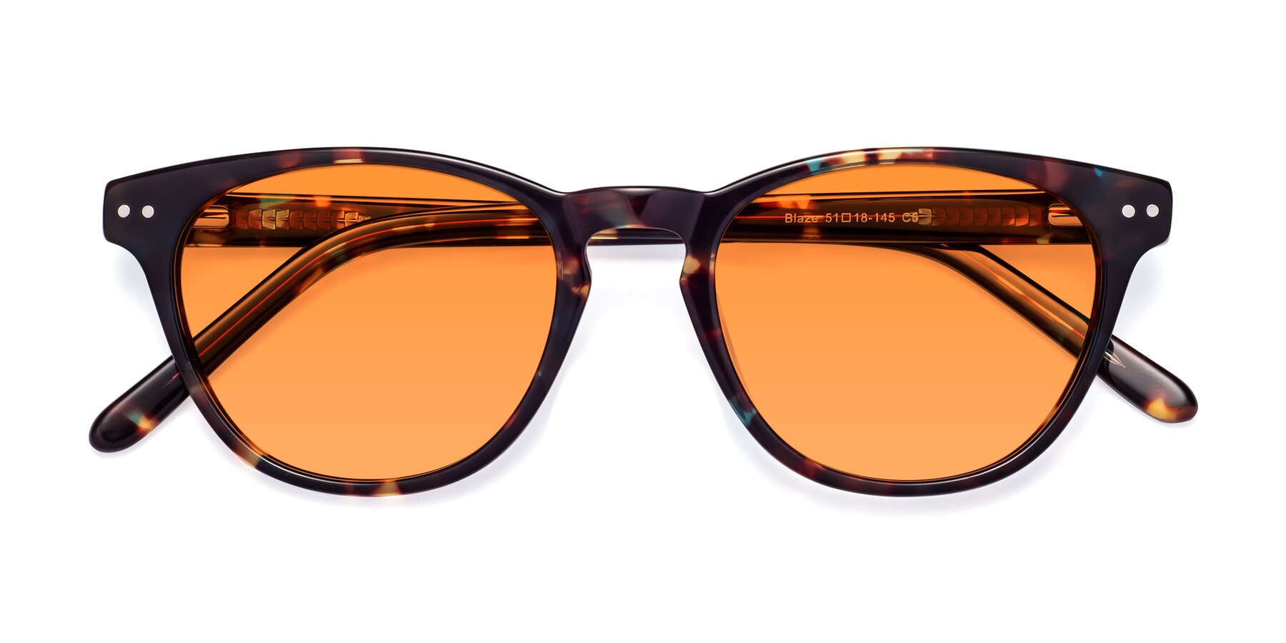 Folded Front of Blaze in Floral Tortoise with Orange Tinted Lenses