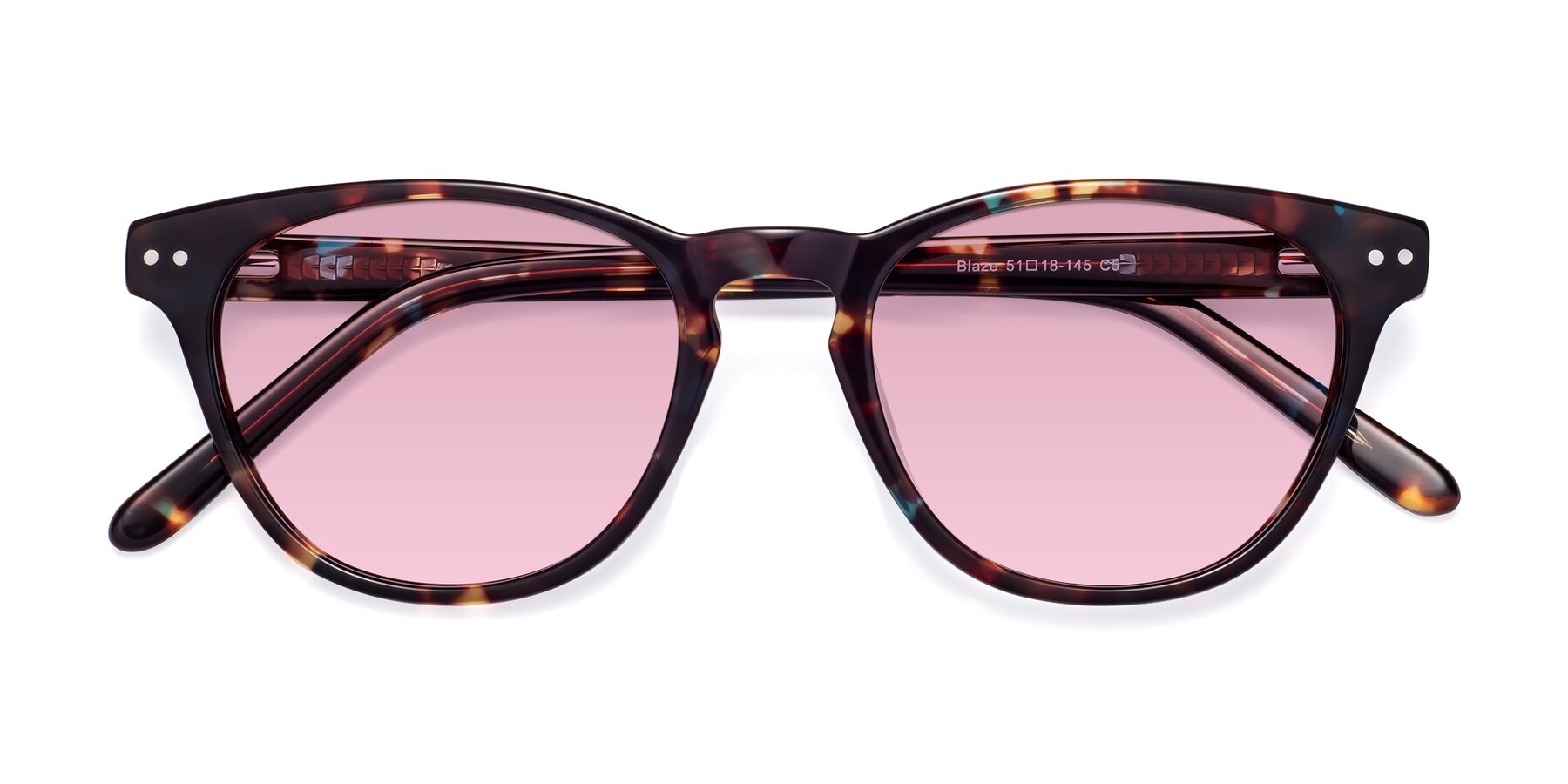 Folded Front of Blaze in Floral Tortoise with Light Wine Tinted Lenses