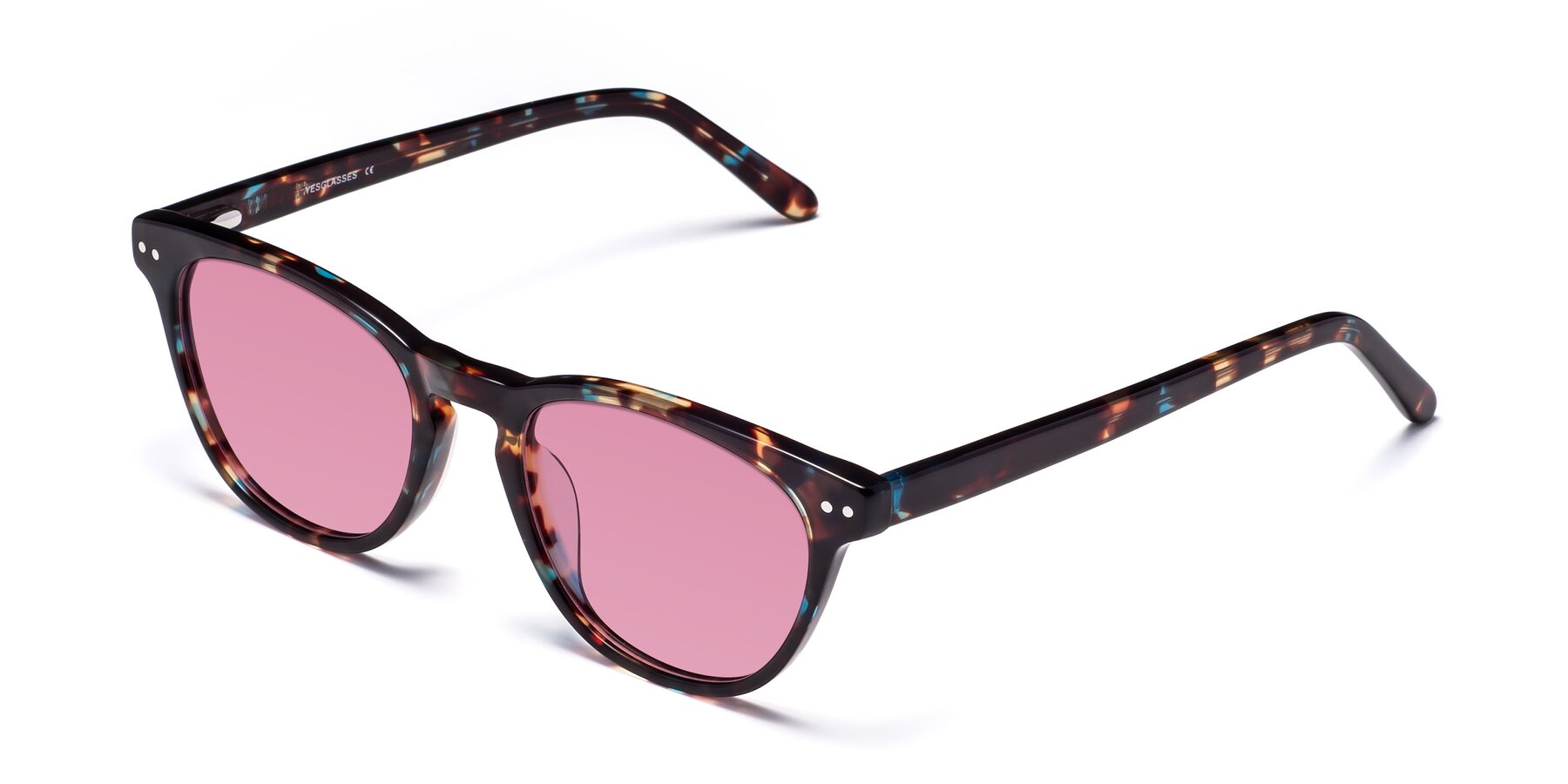 Angle of Blaze in Floral Tortoise with Medium Wine Tinted Lenses