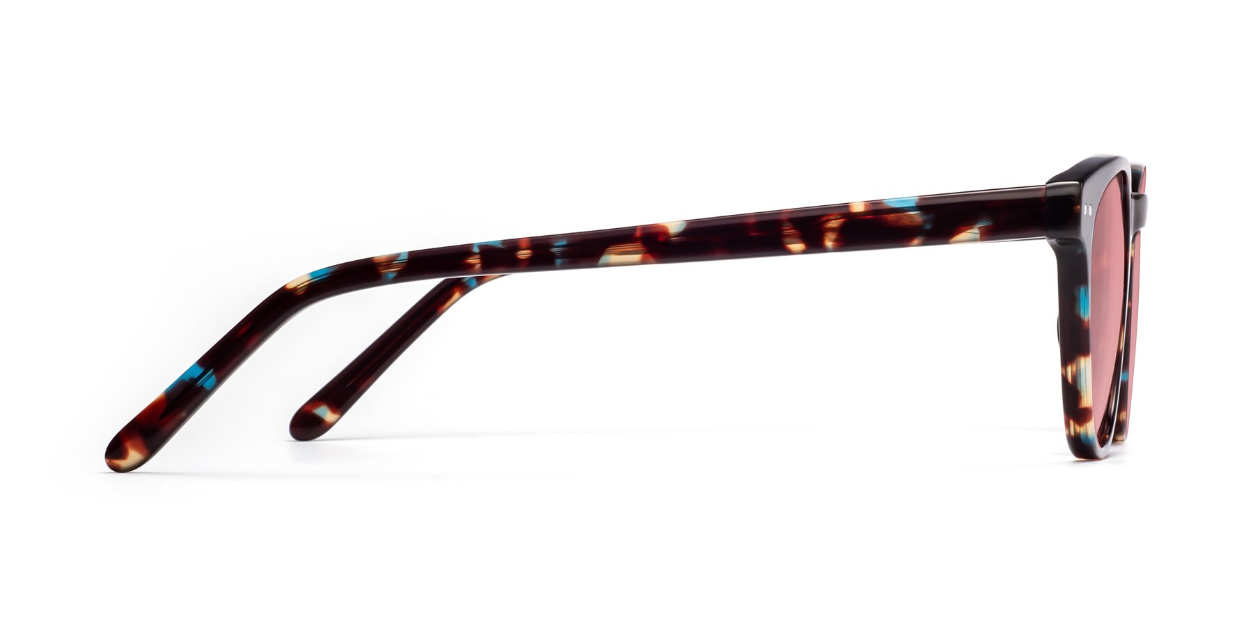 Side of Blaze in Floral Tortoise with Medium Garnet Tinted Lenses