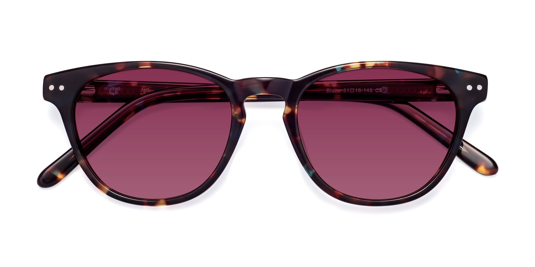 Folded Front of Blaze in Floral Tortoise with Wine Tinted Lenses