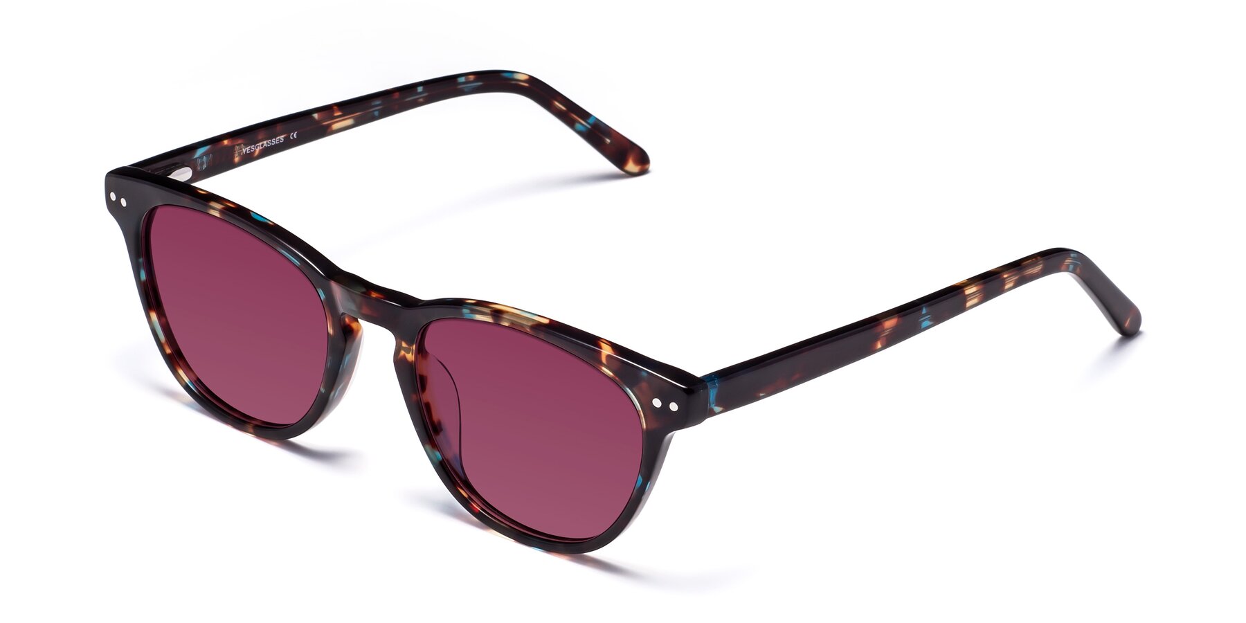 Angle of Blaze in Floral Tortoise with Wine Tinted Lenses