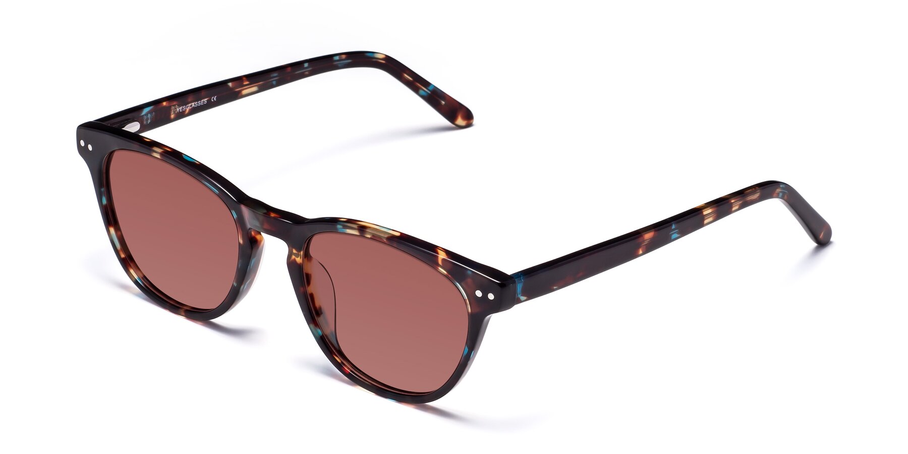 Angle of Blaze in Floral Tortoise with Garnet Tinted Lenses