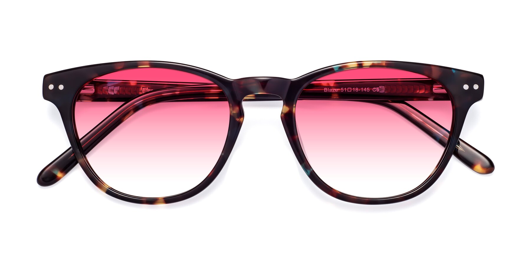 Folded Front of Blaze in Floral Tortoise with Pink Gradient Lenses
